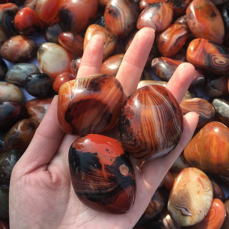 20-100MM Natural Silk Banded Lace Agate Crystal Sardonyx Carnelian Quartz Stone