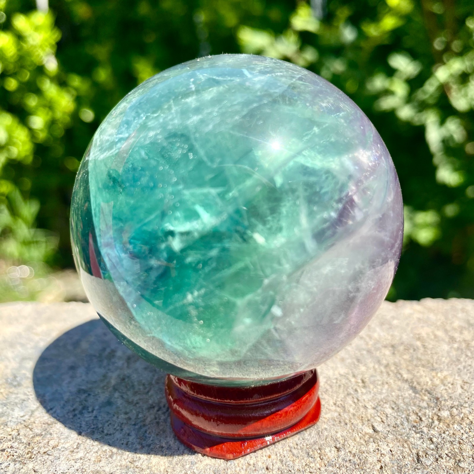 305G natural Green fluorite ball quartz crystal Sphere Reiki energy healing