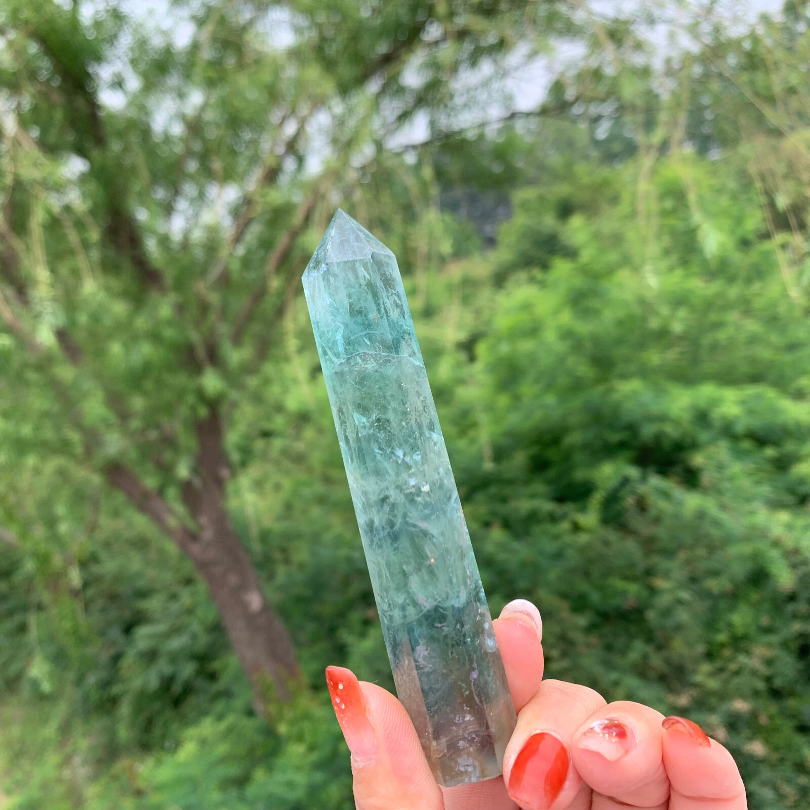1kg Natural fluorite quartz obelisk crystal wand point healing random G666