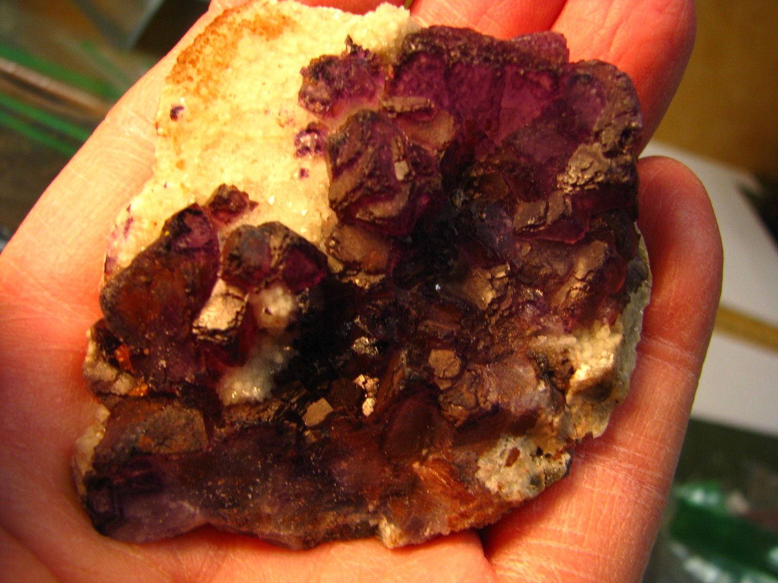 .24lb 3×2.5inch PURPLE FLUORITE ON CALCITE/QUARTZ QINGLONG MINE CHINA #137