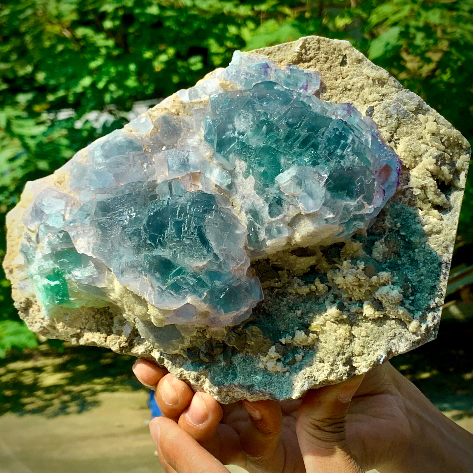 5LB pound rare transparent blue cubic fluorite mineral crystal sample/China-