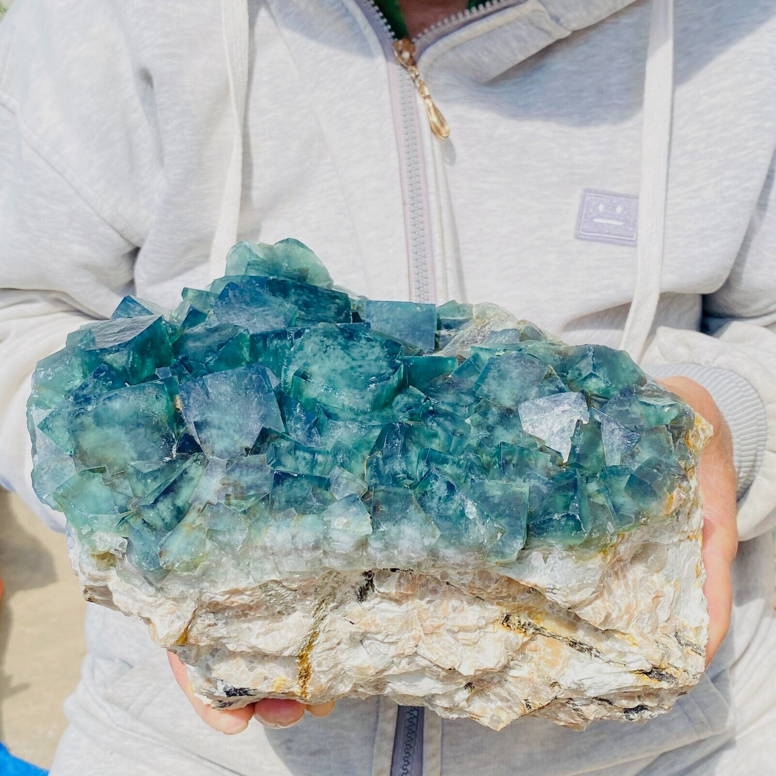 6070g Large Raw Natural Green Fluorite Cubic Crystal Cluster Rough Specimen