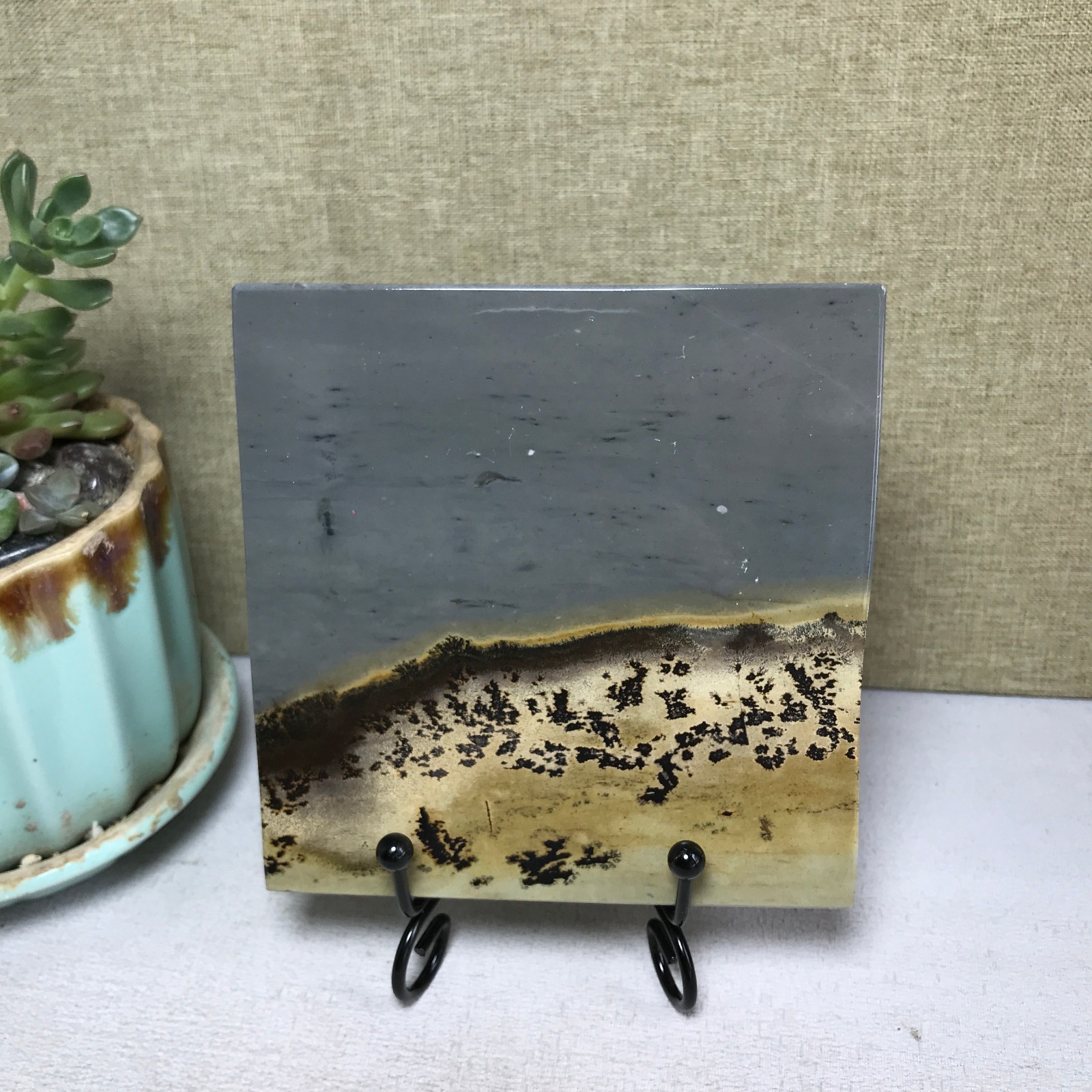 Natural Chinese painting stone crystal ornaments for home decoration 202g A5361