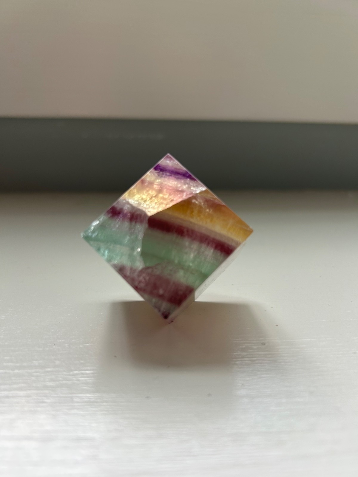 Beautiful 1.25” Tricolor Rainbow Fluorite Cut Cube 128g