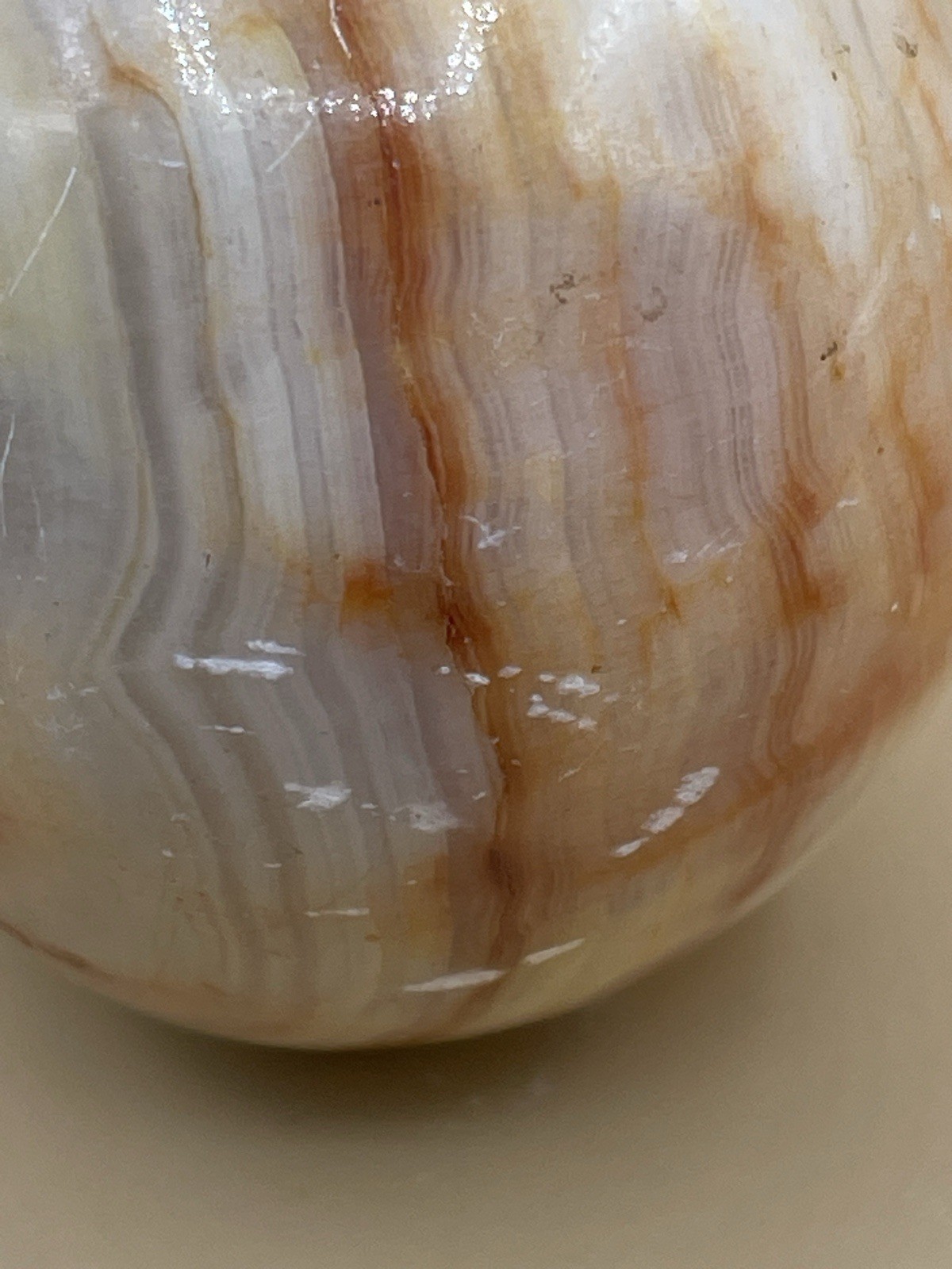 Orange Banded Agate Egg No Stand Has Blemishes 300g
