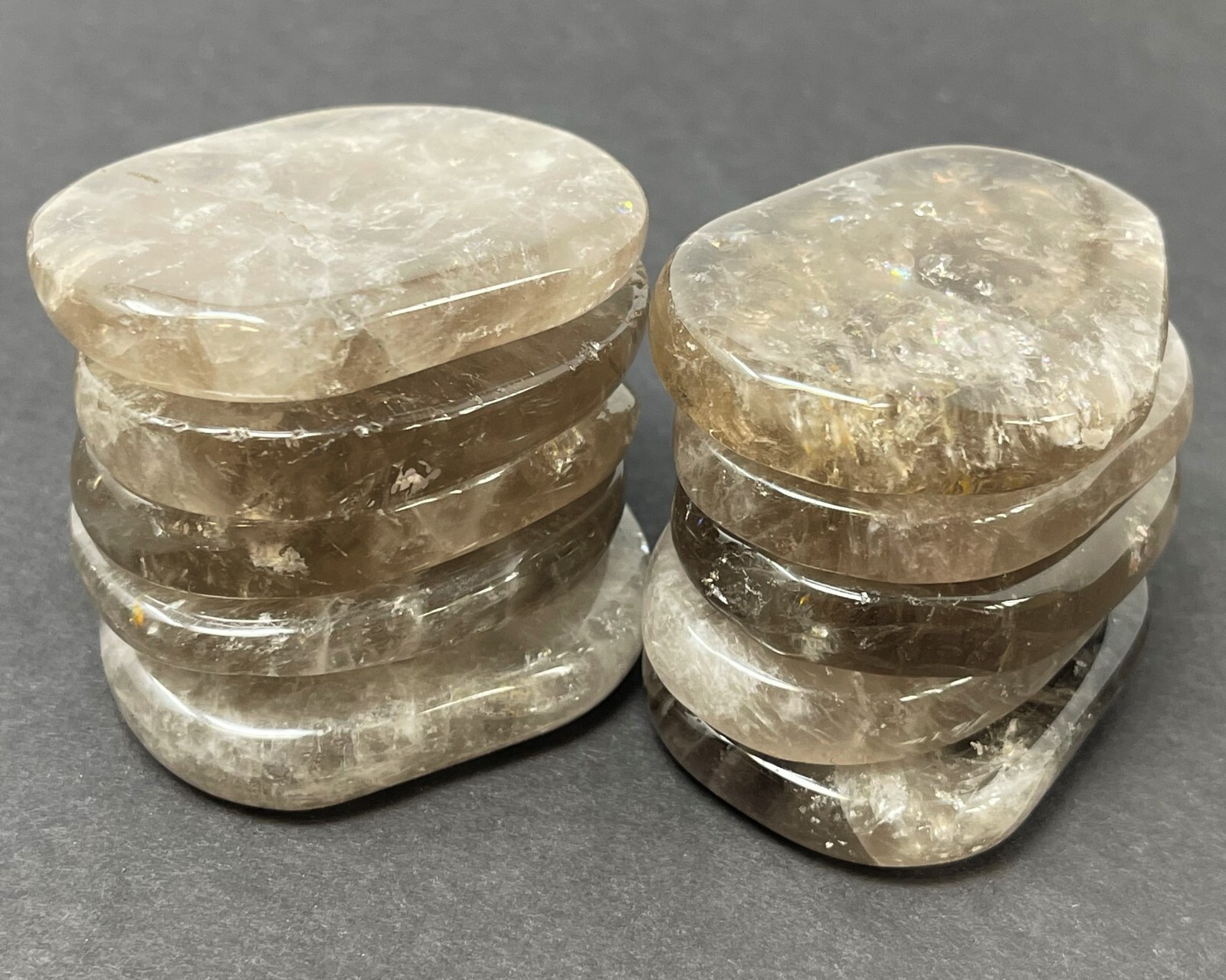Smoky Quartz Pocket Palm Stone MEDIUM (Smooth Polished Quartz Worry Stone)