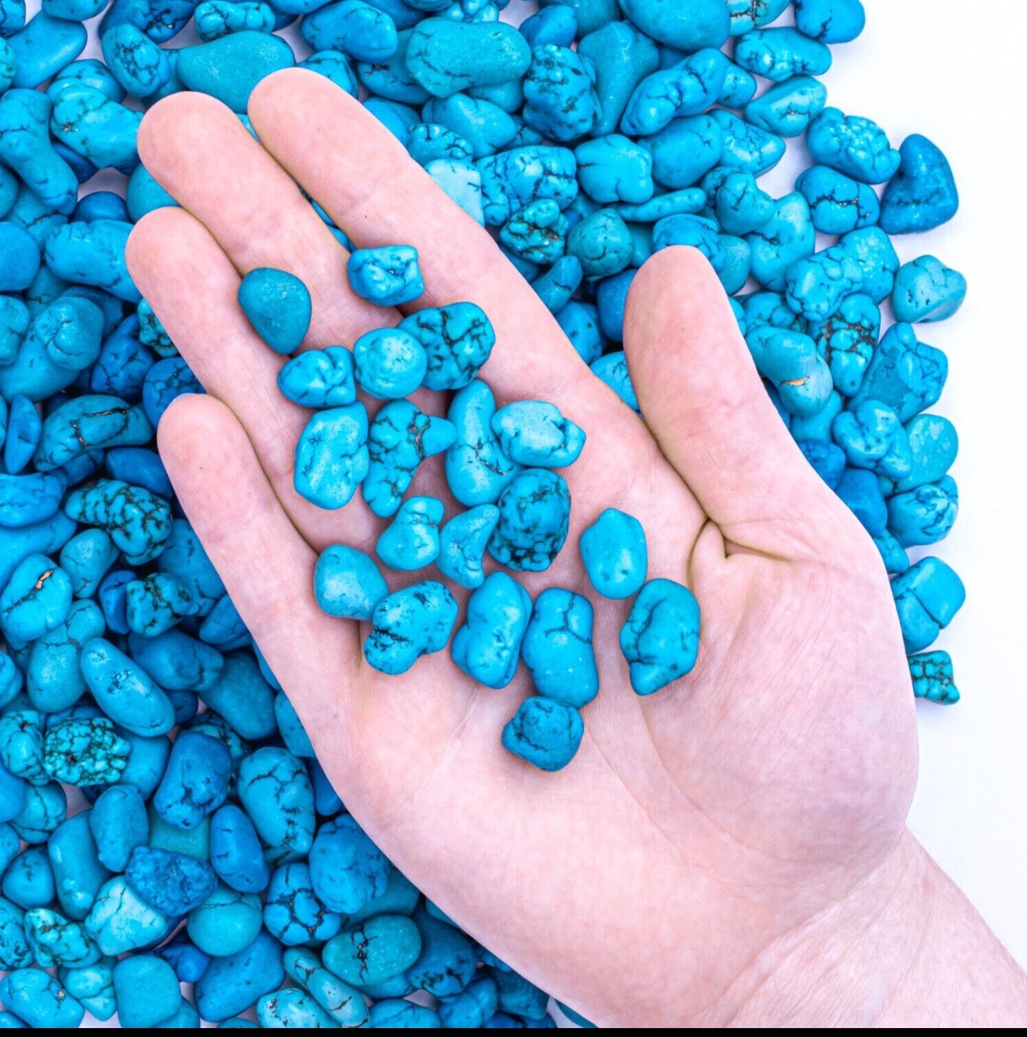 1/2 lb Tumbled Blue Turquenite Gemstone Crystals 85-110 Stones Bulk Wholesale