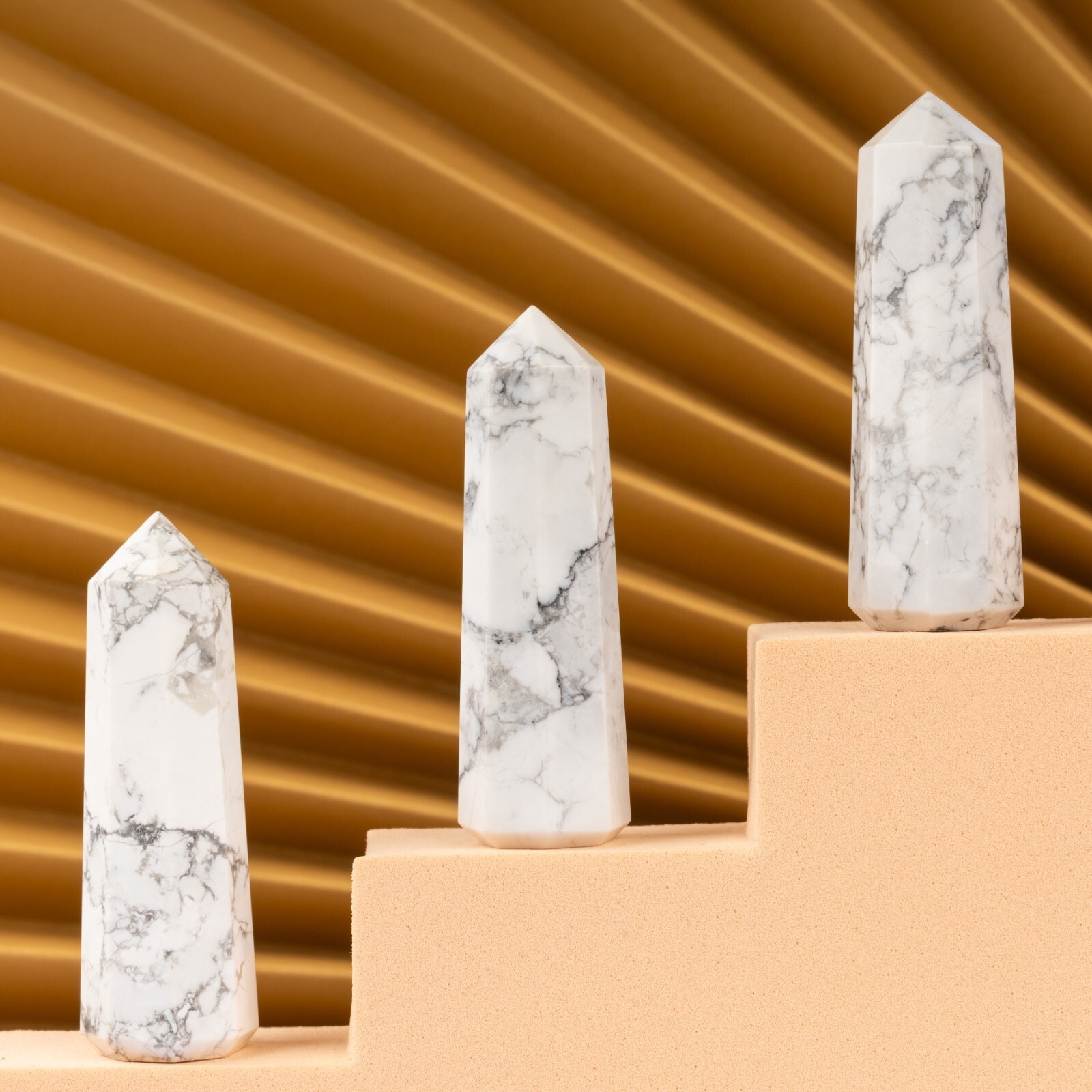 Natural Howlite Obelisk Point Crystal Tower 2.5-3″, Healing Crystals and Stones,