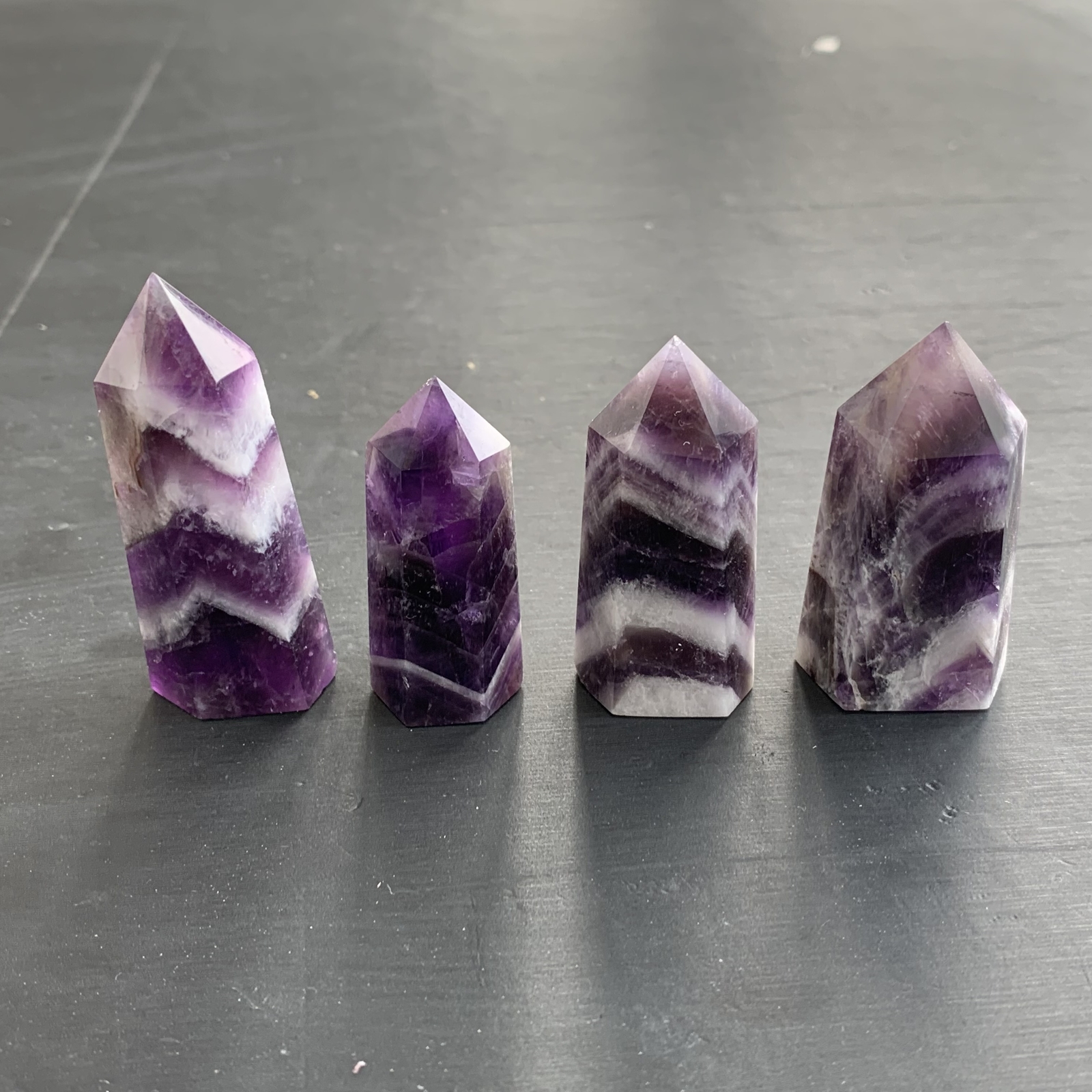 4pcs natural dreamy amethyst quartz obelisk crystal wand point healing 40-55mm