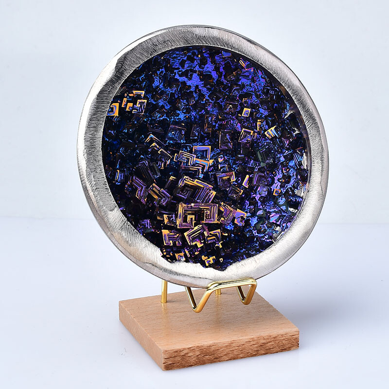 Gorgeous Rainbow Bismuth Geode Bowl Ornament Home Decor With Stand Collecting