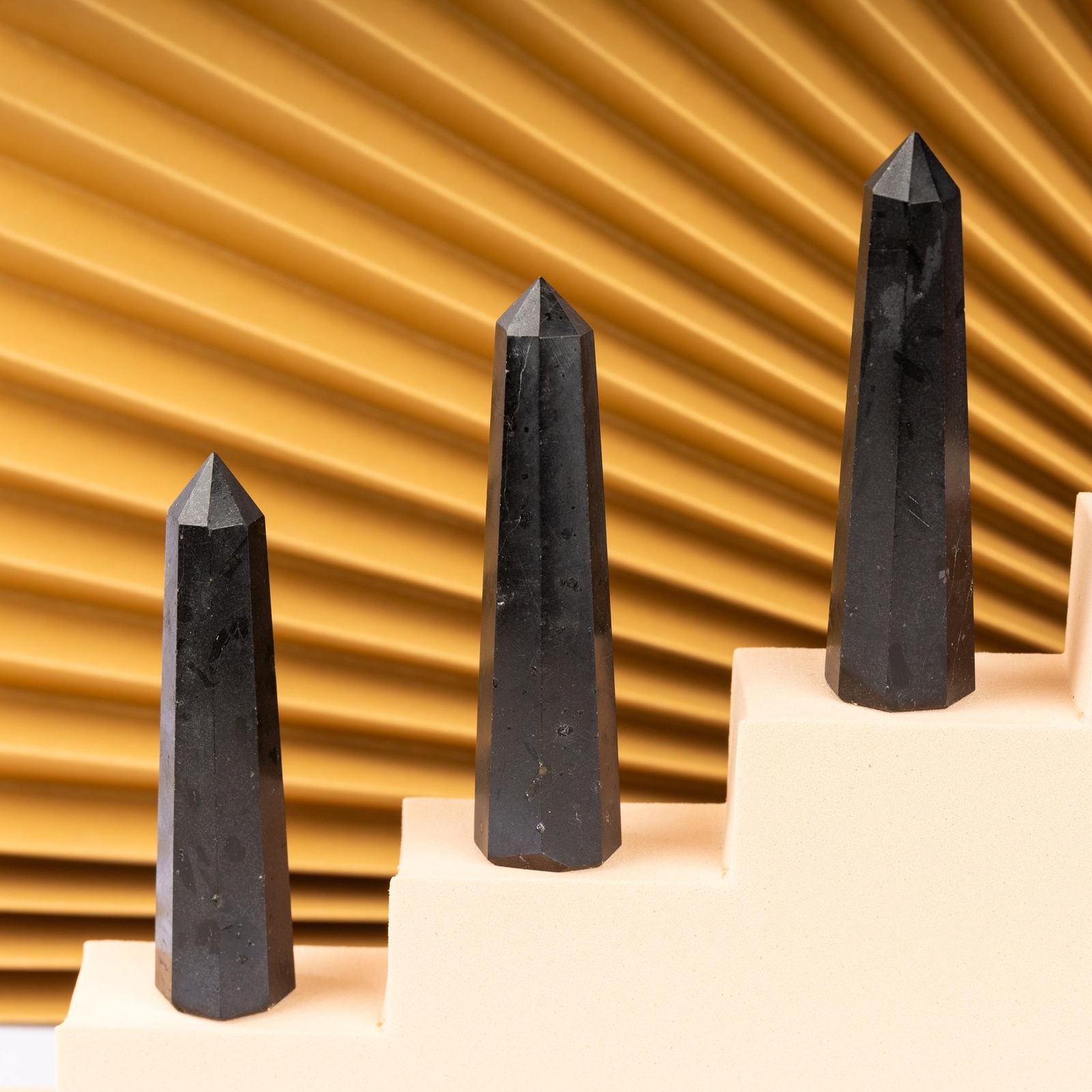 Natural Black Tourmaline Obelisk Point Crystal Tower 2.5-3″, Healing Crystals an