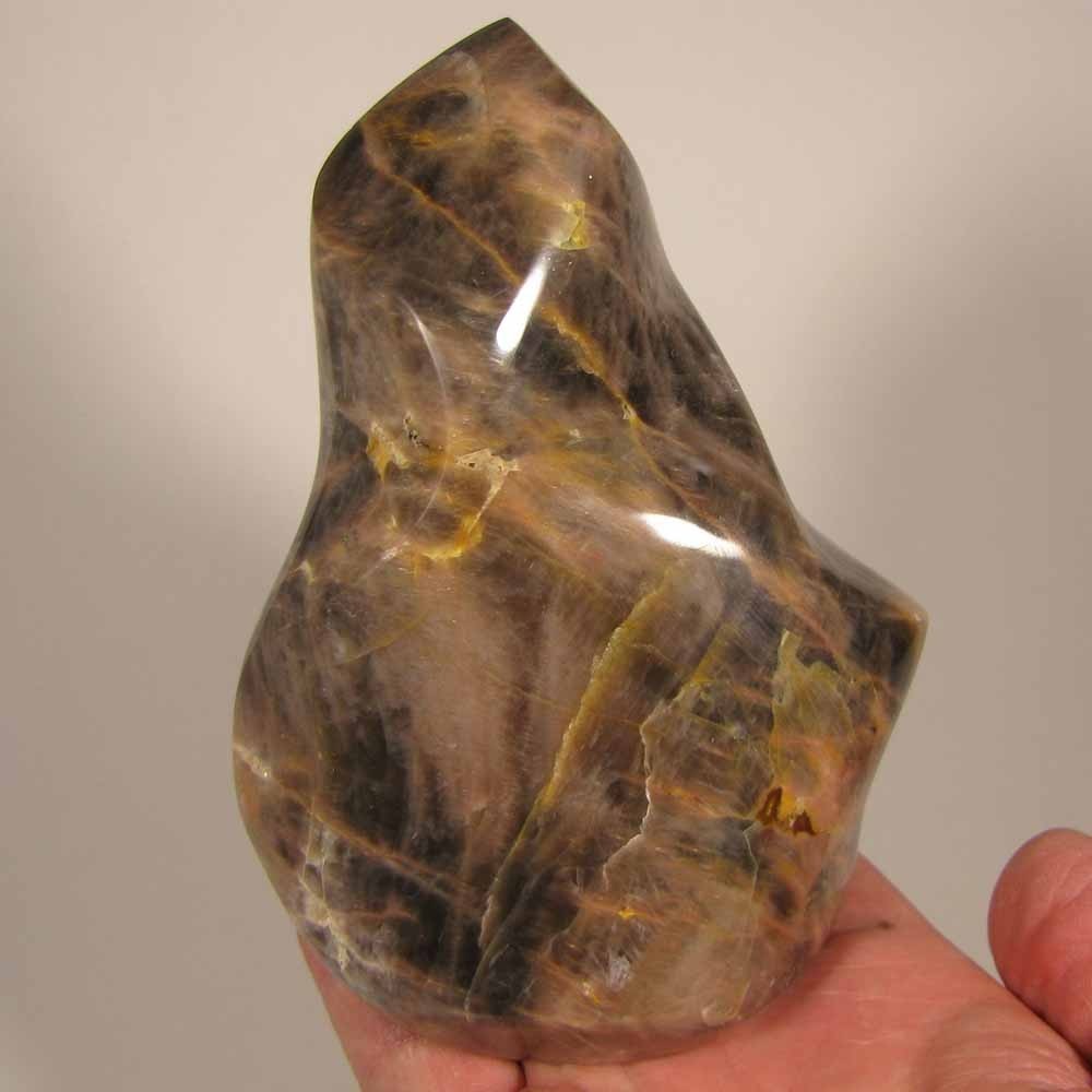 4.7″ BLACK MOONSTONE Flame Gemstone Polished Freeform – Madagascar – 1.8 lbs.