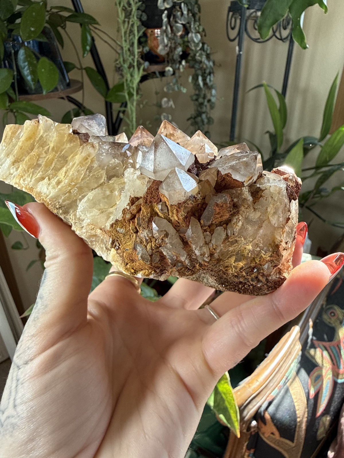 Large Smoky Quartz Crystal Cluster w/Limonite – Bulgaria – 2.45lbs