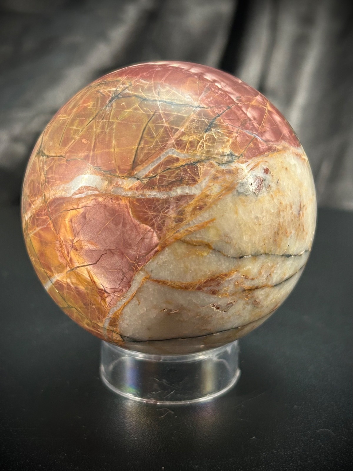 2.5″ Petrified Wood Sphere With Acrylic Stand 12.5oz (354 grams)