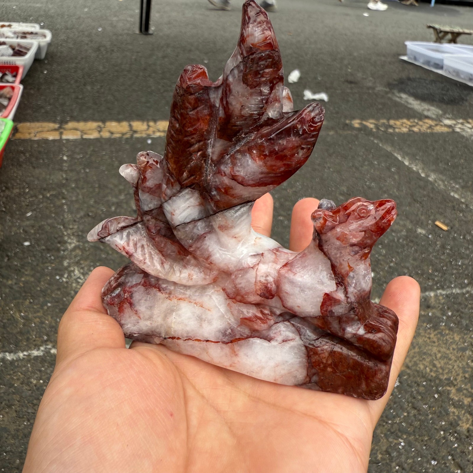 natural red gum flower Nine-tailed fox Quartz Crystal reiki healing random 1pc