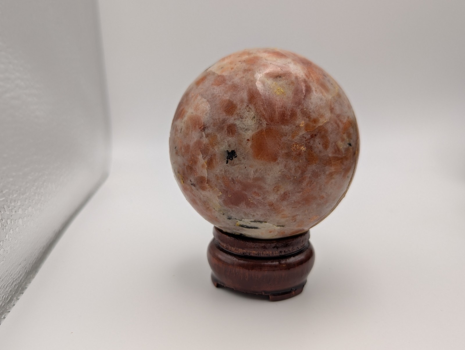 66 mm Sunstone Gemstone Large Crystal Sphere & Stand (India) US Seller