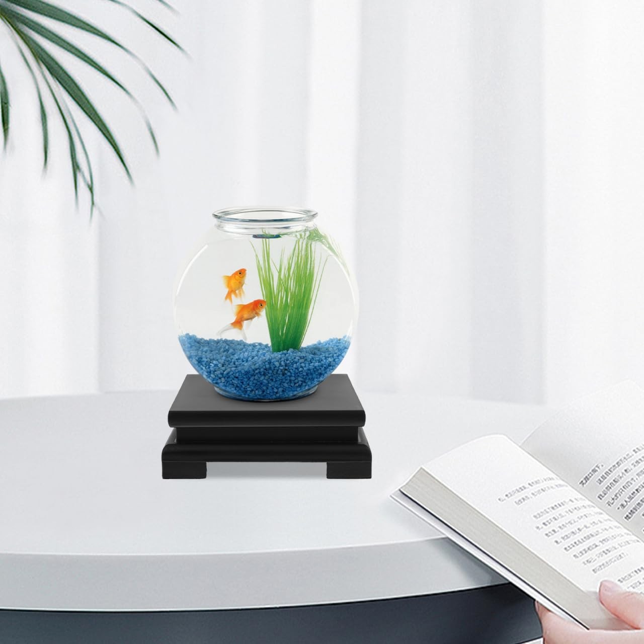 5.90×5.90×3.77 Inch Square Wood Display Base Stand Pedestal For Plant Pot