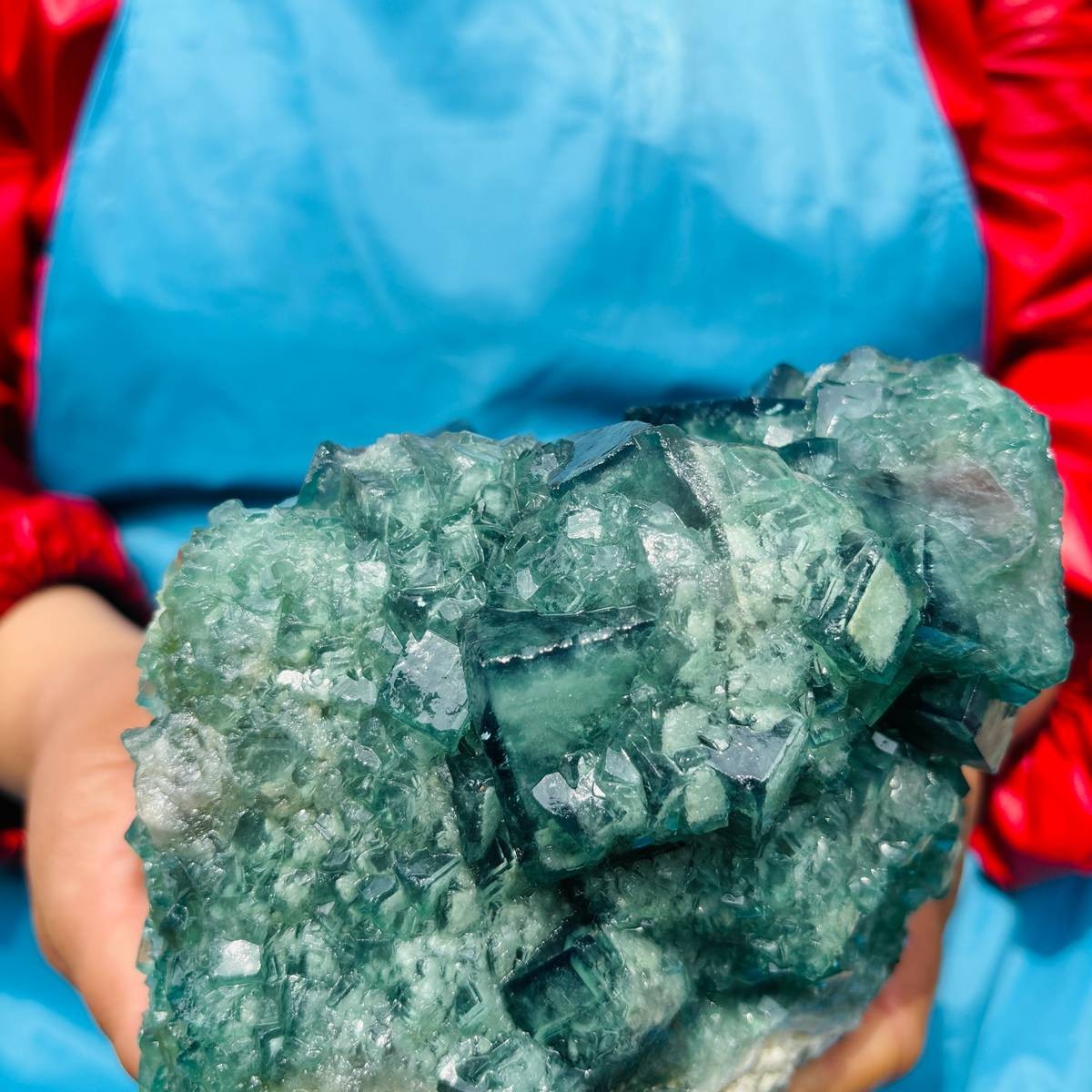 3.93LB Natural Green Fluorite Crystal Cluster Cubic Fluorite Specimen healing