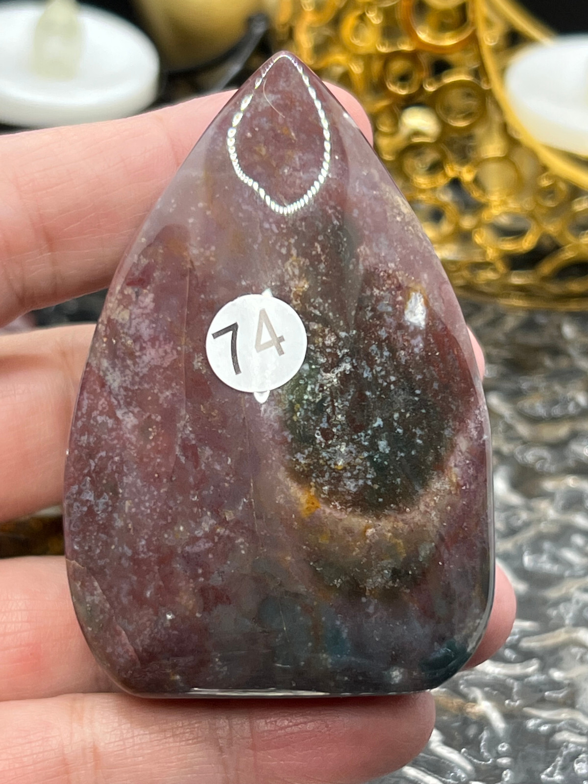 Natural Colorful Ocean Jasper freeform Flame Tear HQ High Polish L@@K Free ship