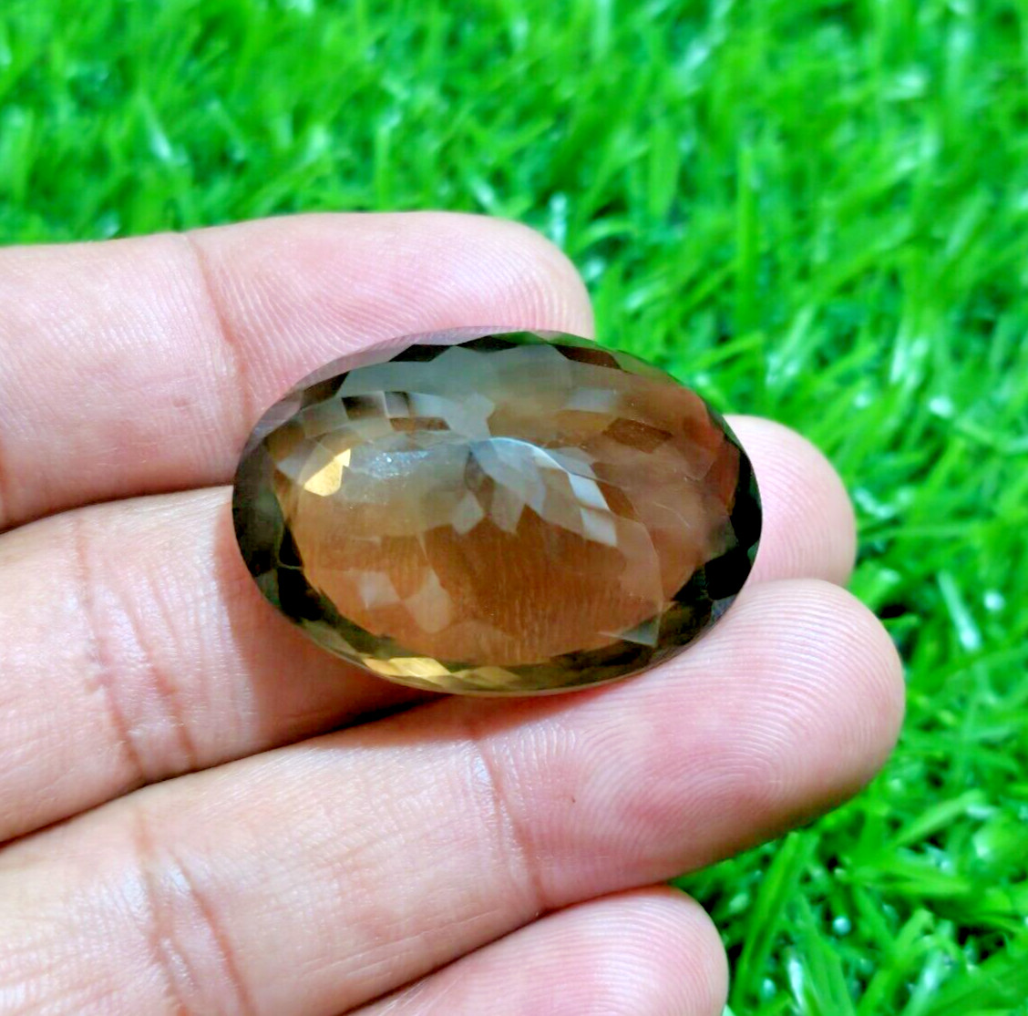 67 Crt Excellent AAA+ Smoky Quartz Faceted Oval Shape Loose Gemstone For Jewelry