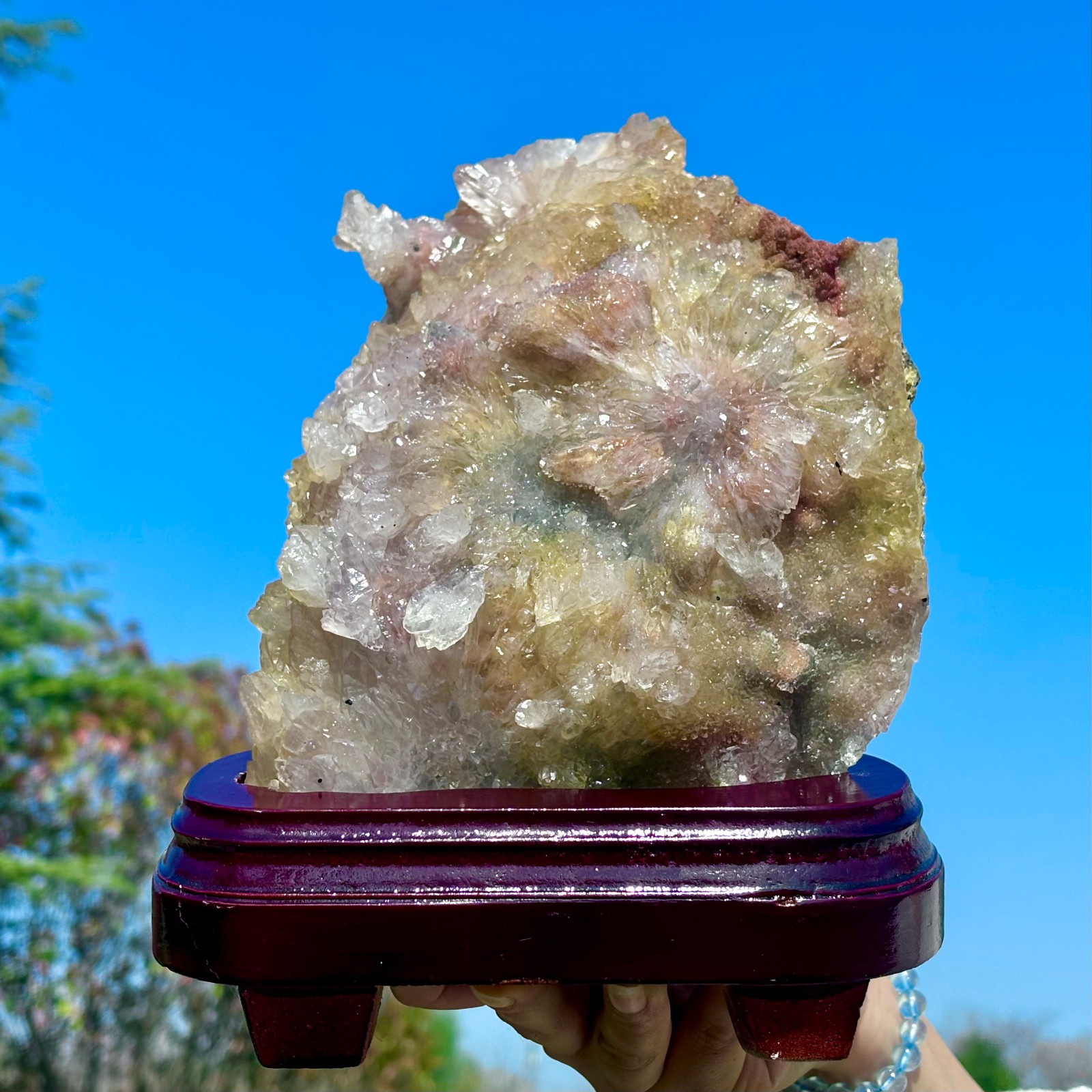 2.08LB Rare Natural Transparent Sunflower Fluorite Mineral Crystal Sample/China