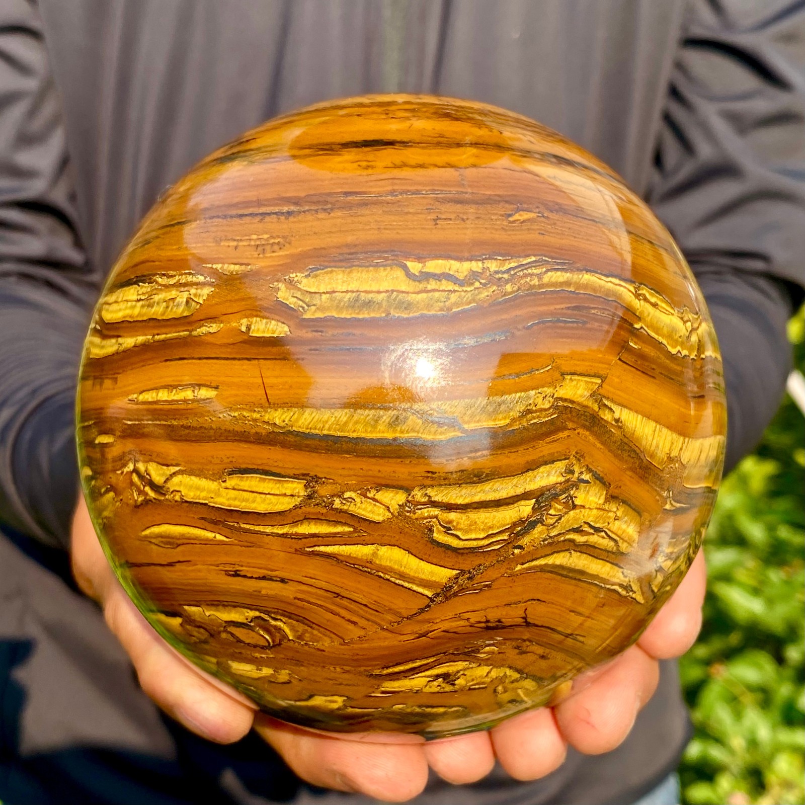 4.98LB Large Natural Tiger Eye Stone Crystal Ball Quartz Healing Sphere Décor
