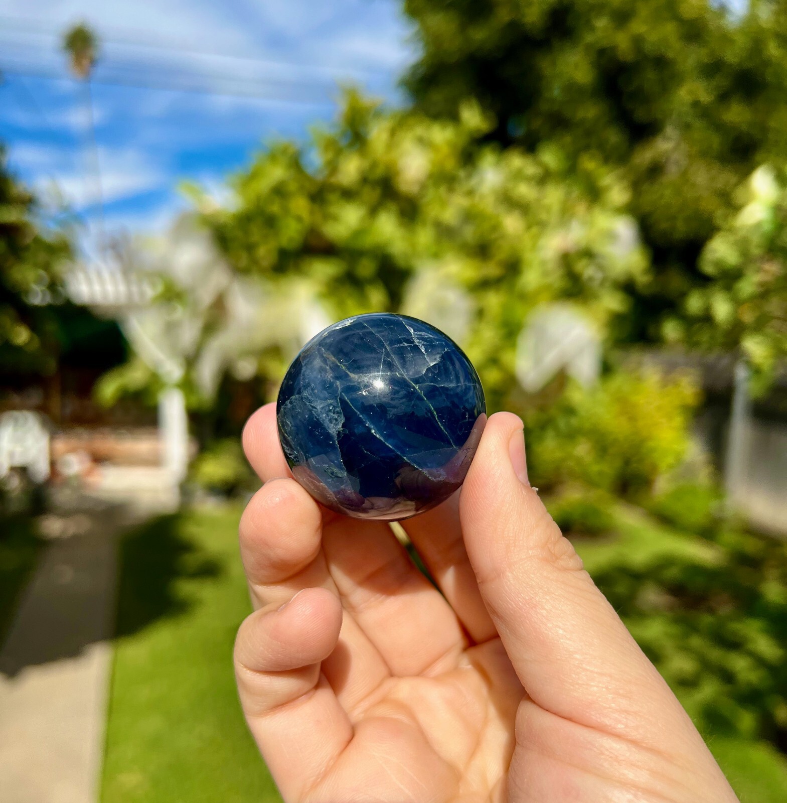 Deep Blue Fluorite 40mm Sphere/Ball