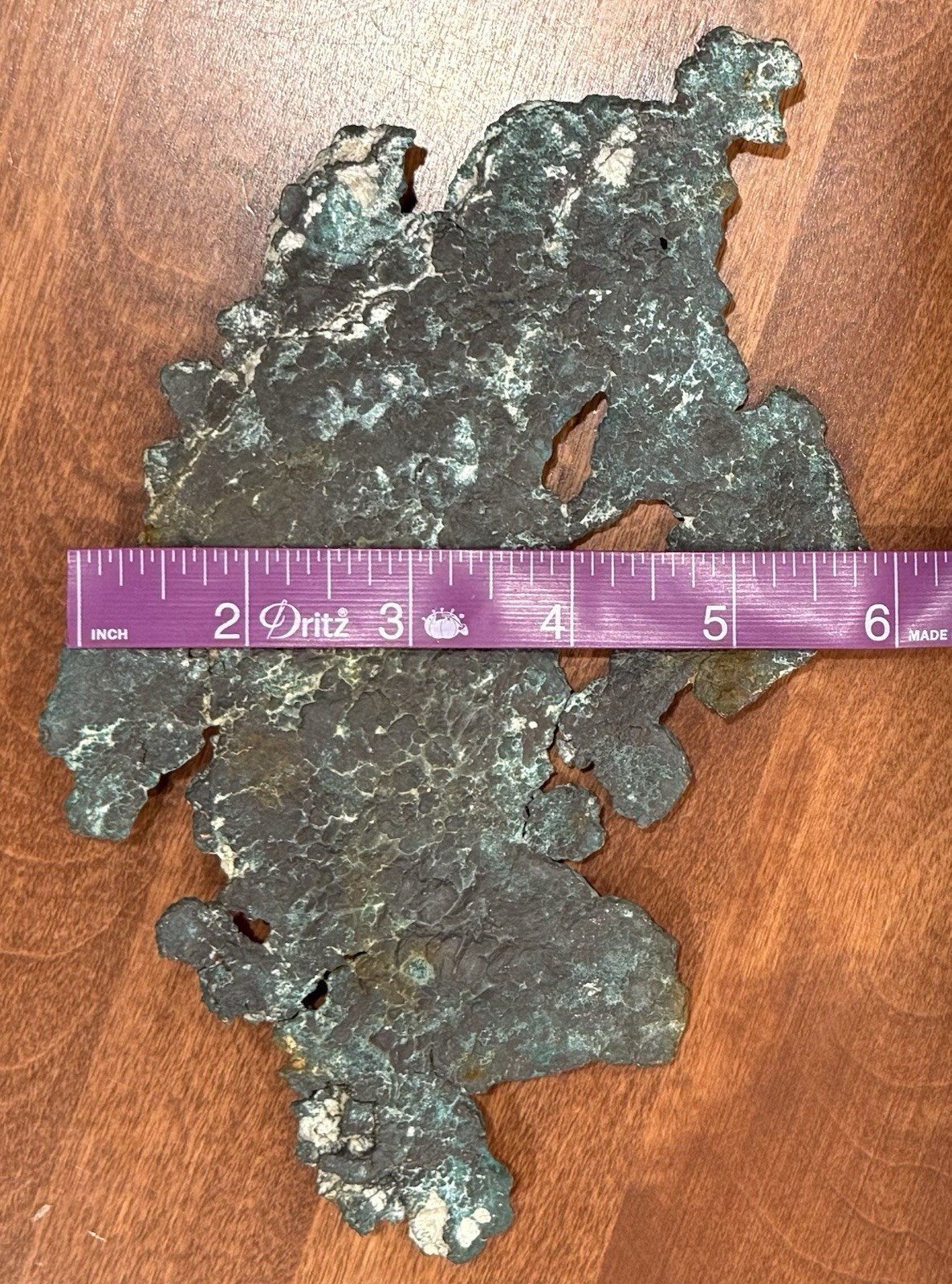 15 Oz. Float Copper Specimen- 8 3/4” X 5 3/4” – Lots Of Character, Great Display