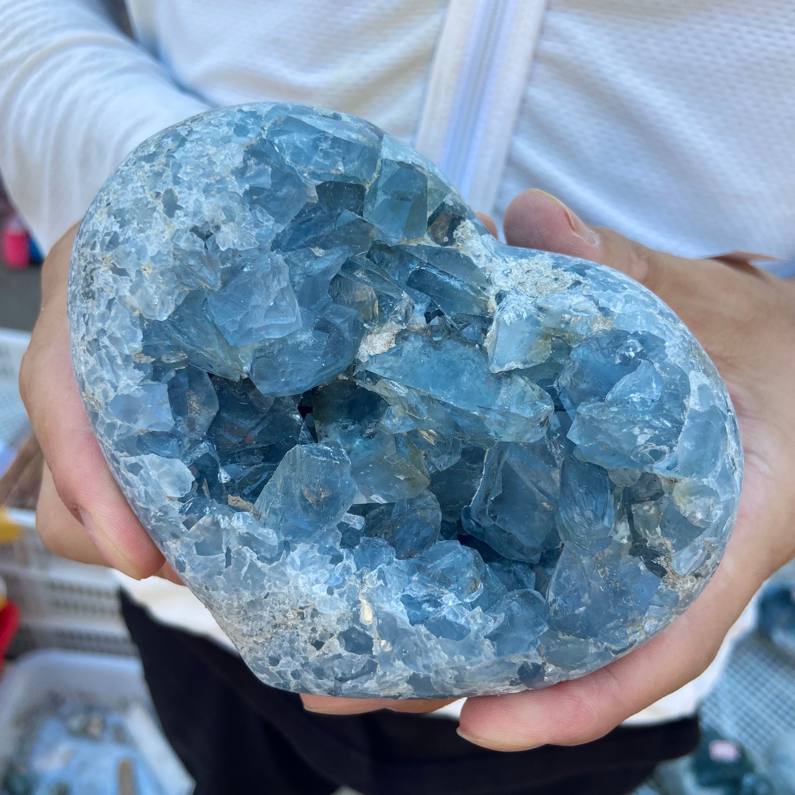 3.4lb Natural Blue Celestite Crystal Geode Quartz Cluster Mineral Specimen heali