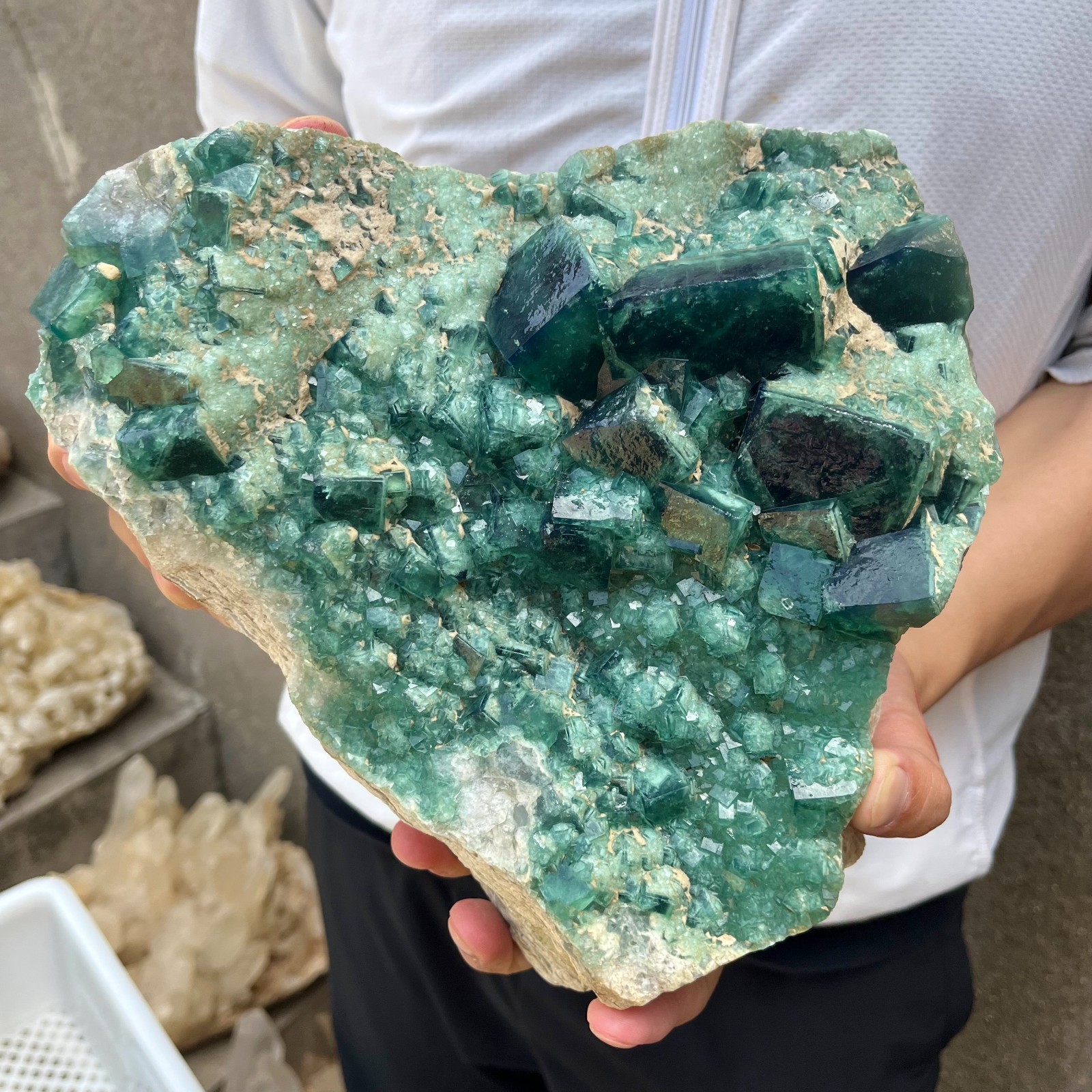 13.4lb NATURAL Green Cube FLUORITE Quartz Crystal Cluster Mineral Specimen
