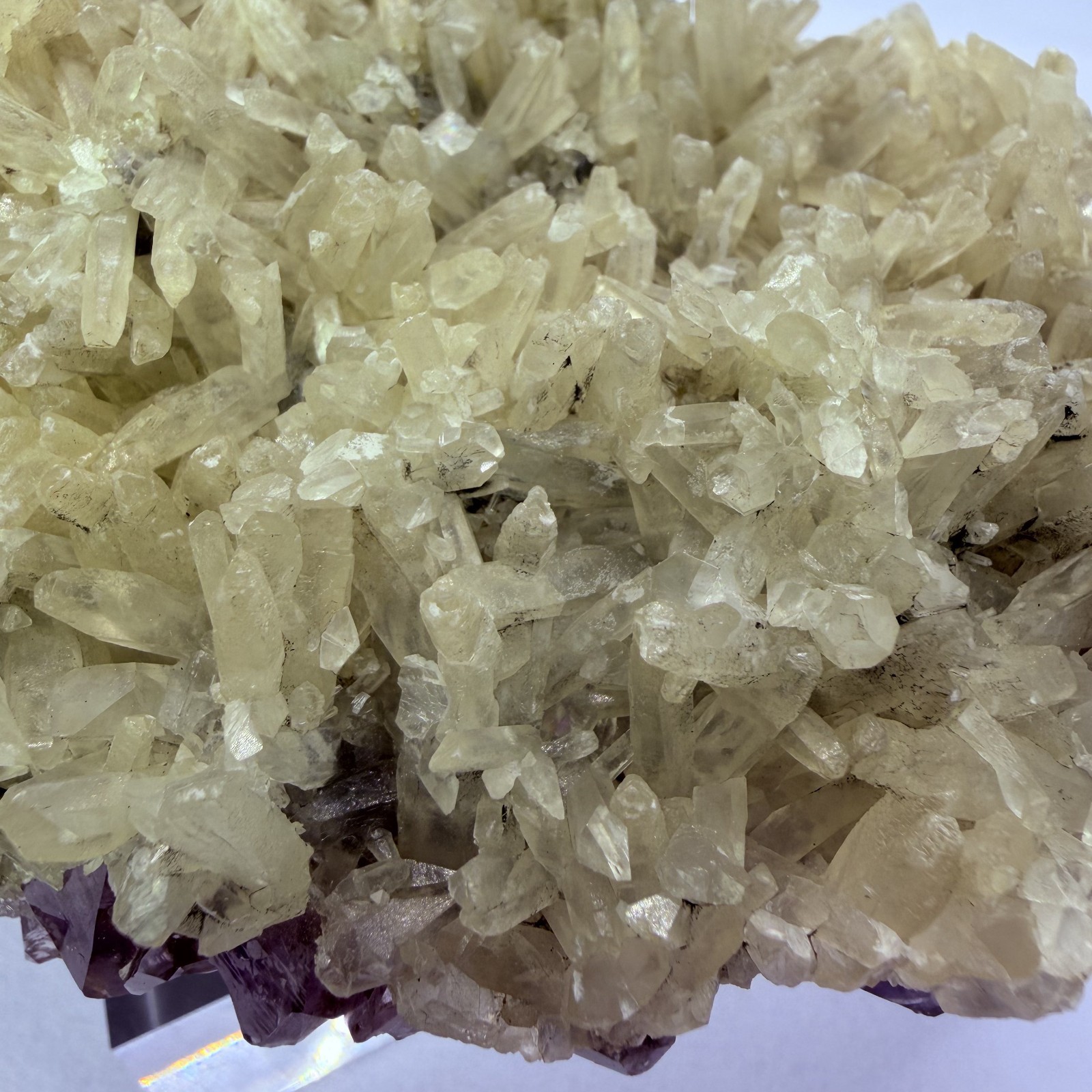 Rare Purple Amethyst Yellow Calcite Cluster Brazil 4.8″ Display
