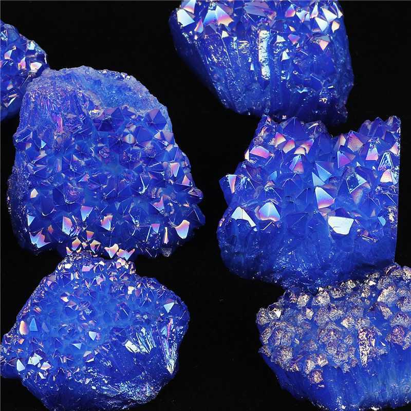 120g Natural Aura Blue Titanium Quartz Crystal Cluster VUG Specimen Rock Healing