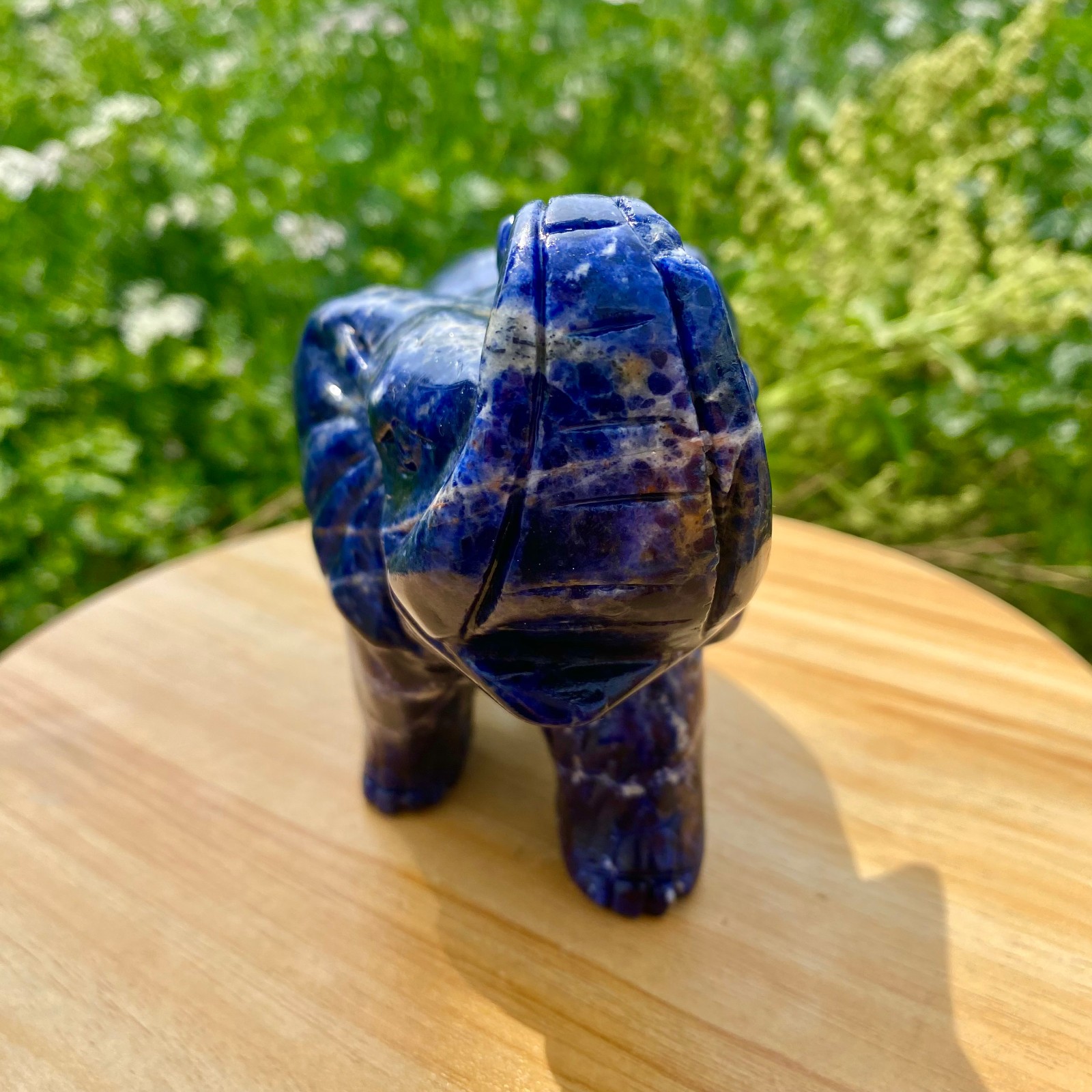 2.86LB Natural blue patterned stone carving image