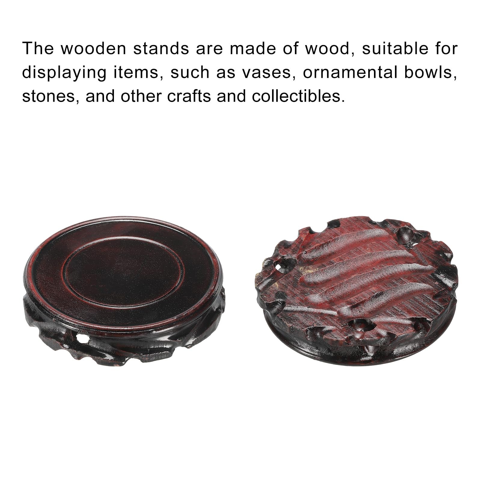 Wooden Display Stand Base Stand Holders 110mm/4.33 inch Diameter Black for Va…