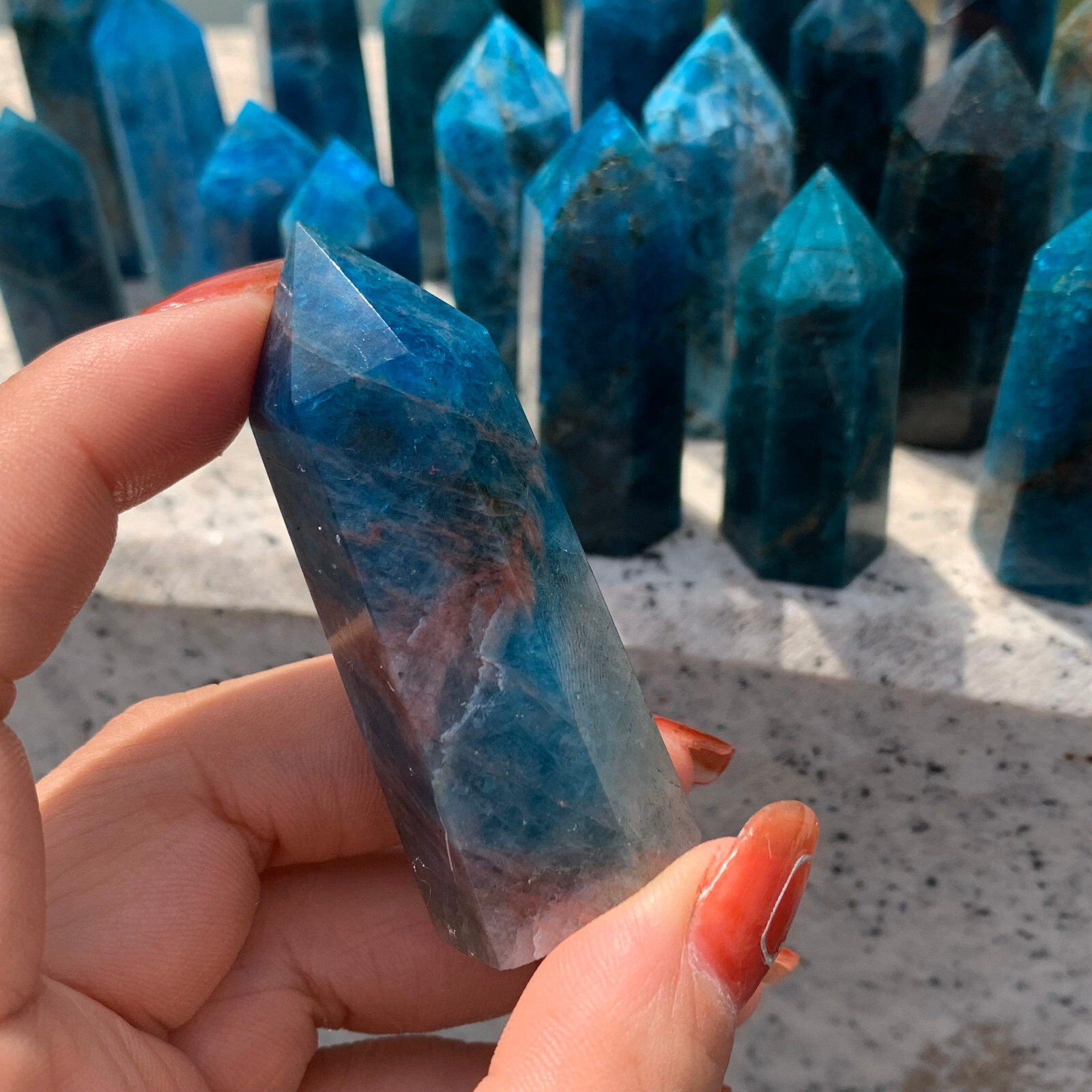 1LB natural apatite quartz obelisk crystal wand point healing random 40-70mm