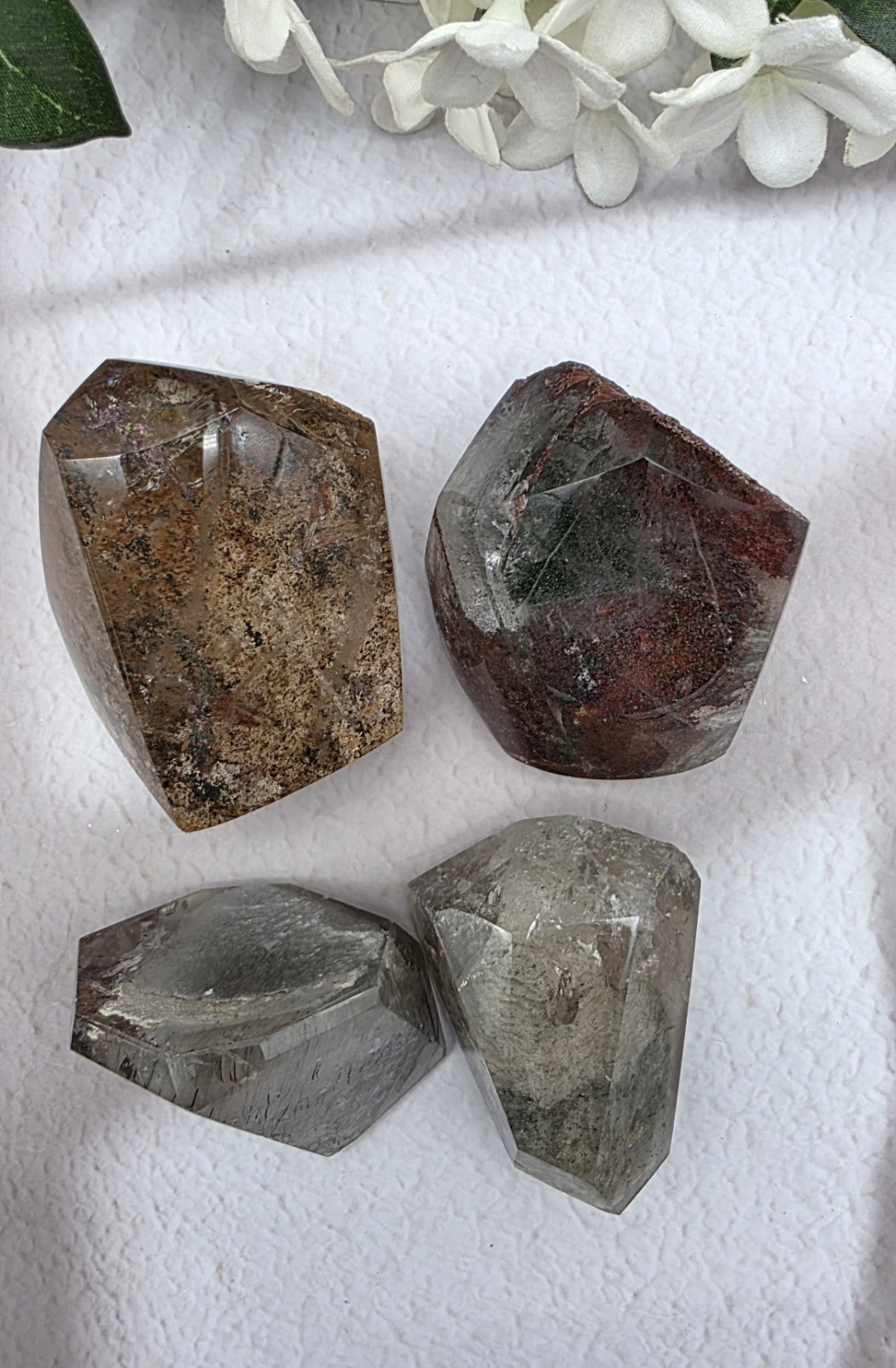 Garden Quartz Freeform Wholesale Lot 4 Pieces, Hand Carved And Polished 1+ Pound
