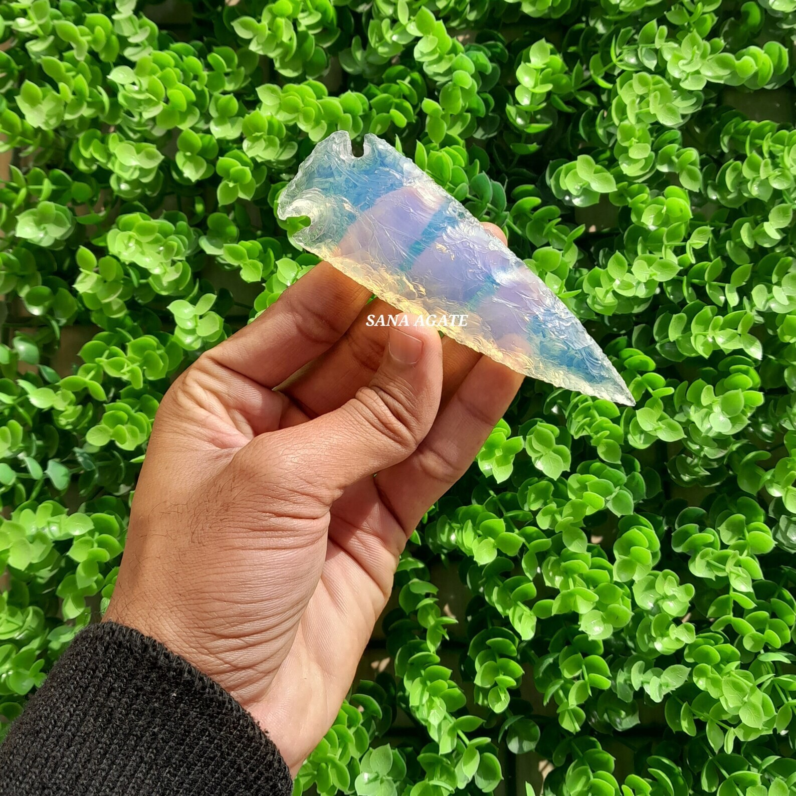 Blue Opalite Arrowhead Size 4″inch, Gemstone Spearhead, Opal Spearhead Point.