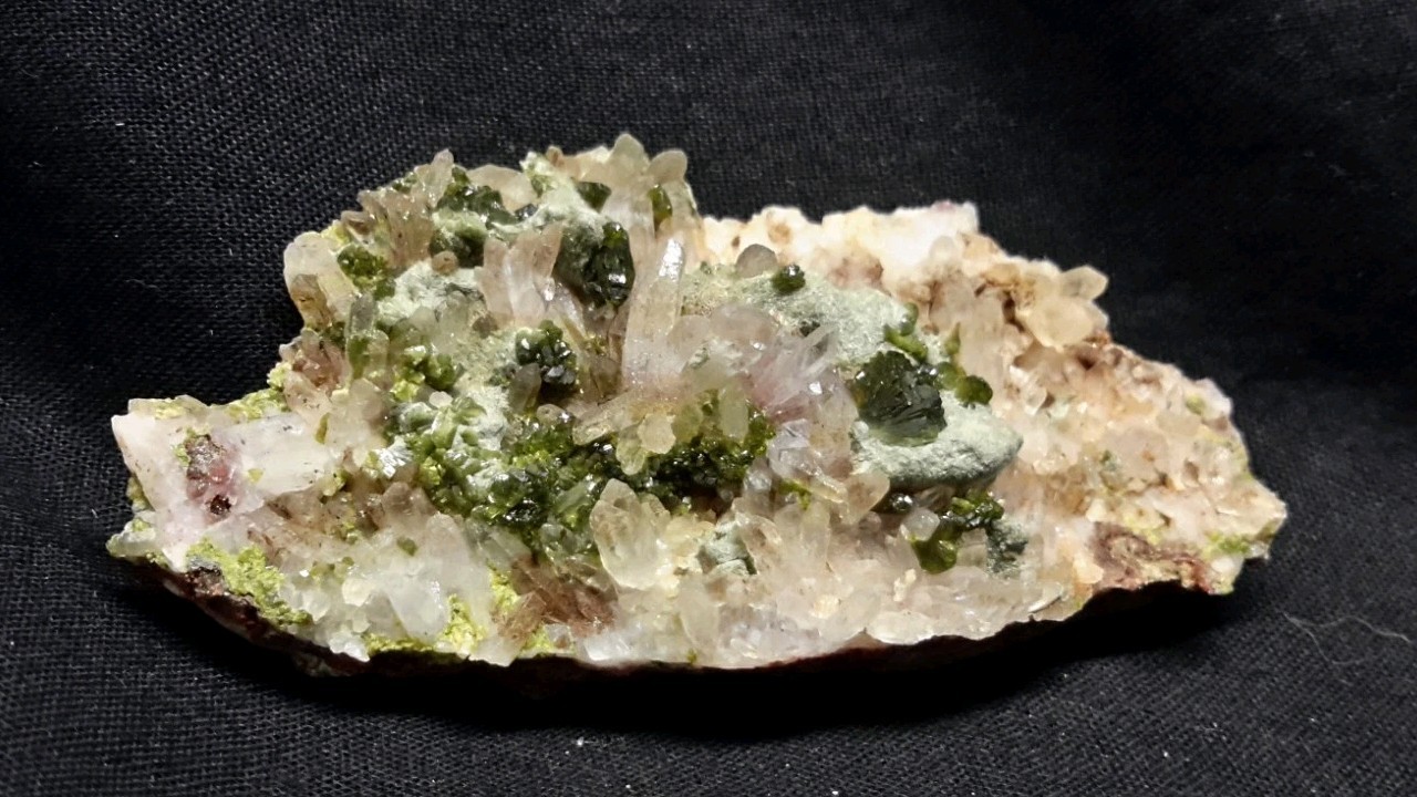 2.75″ EPIDOTE on QUARTZ from the Mibladen Mining District, Khénifra, Morocco