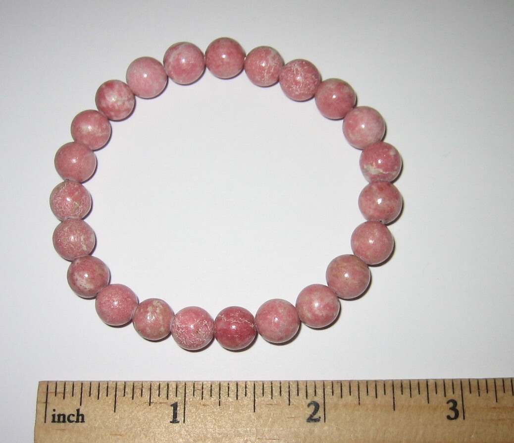7″ POLISHED 8mm ROUND THULITE STONE MINERAL STRETCH BRACELET NORWAY 19.2grams *2
