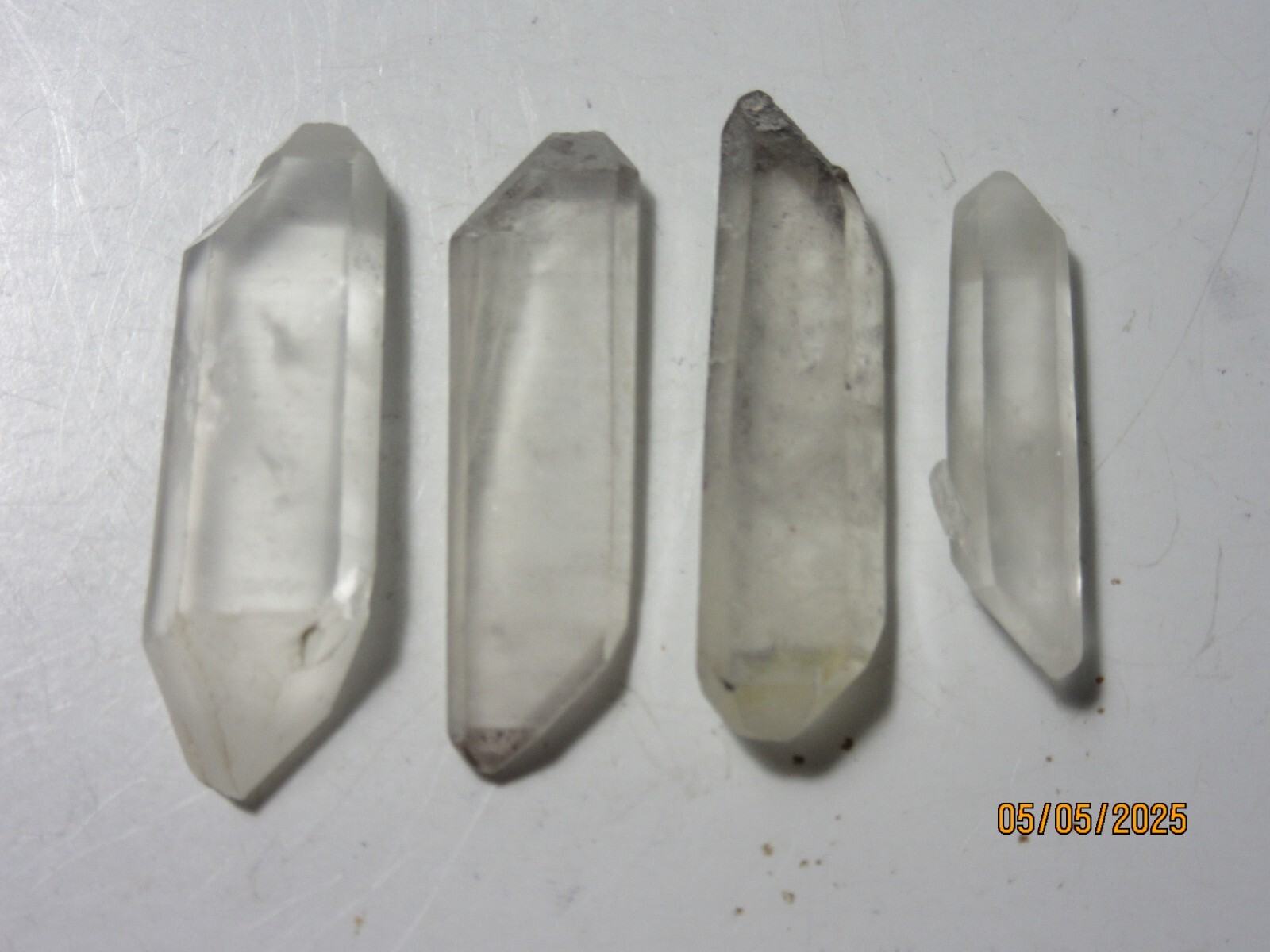 4 Double Terminated Quartz 1 5/8″ Points Brazil Collectible FDTQPB-4s