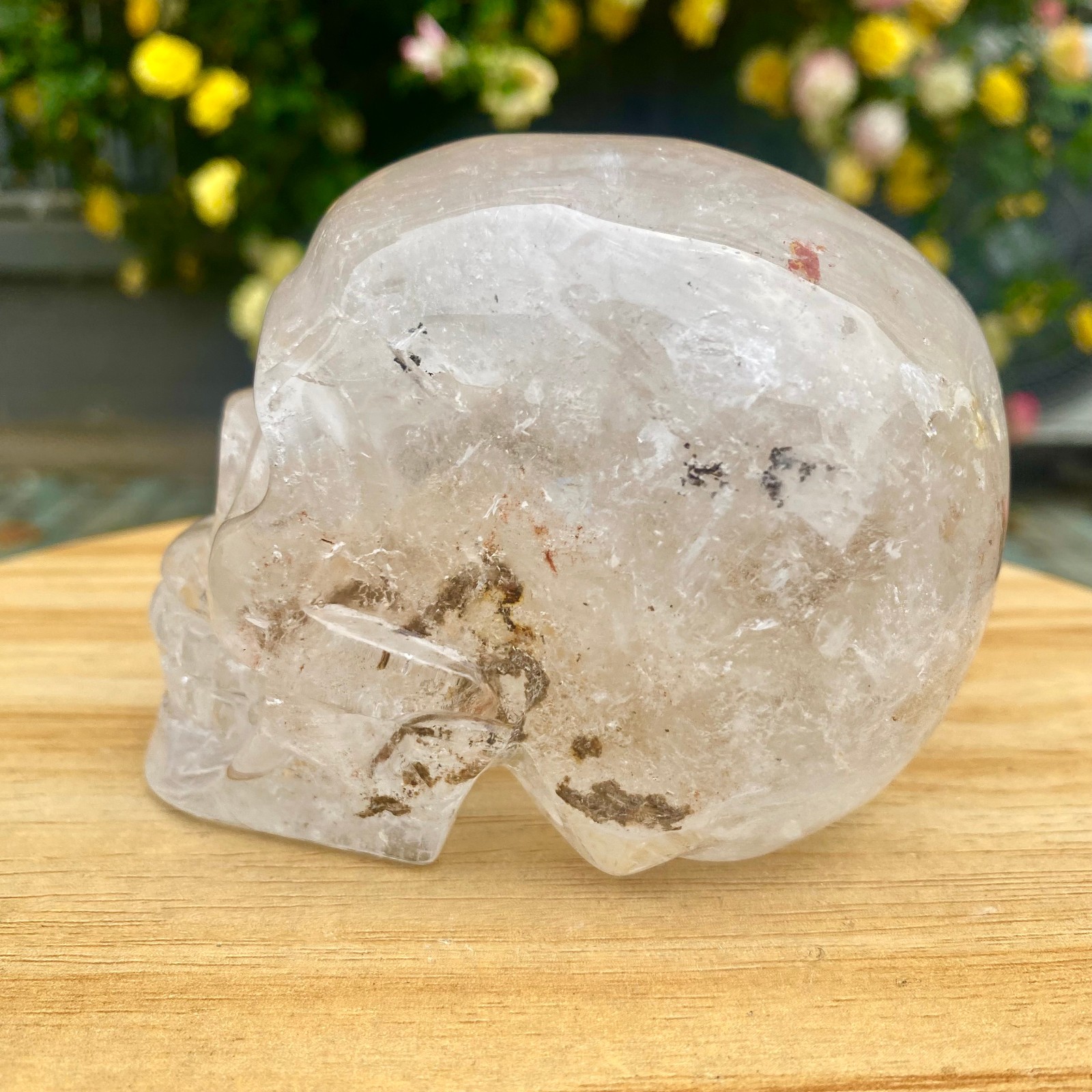 1.77LB TOP! White melting quartz hand carved crystal skull gem reiki healing