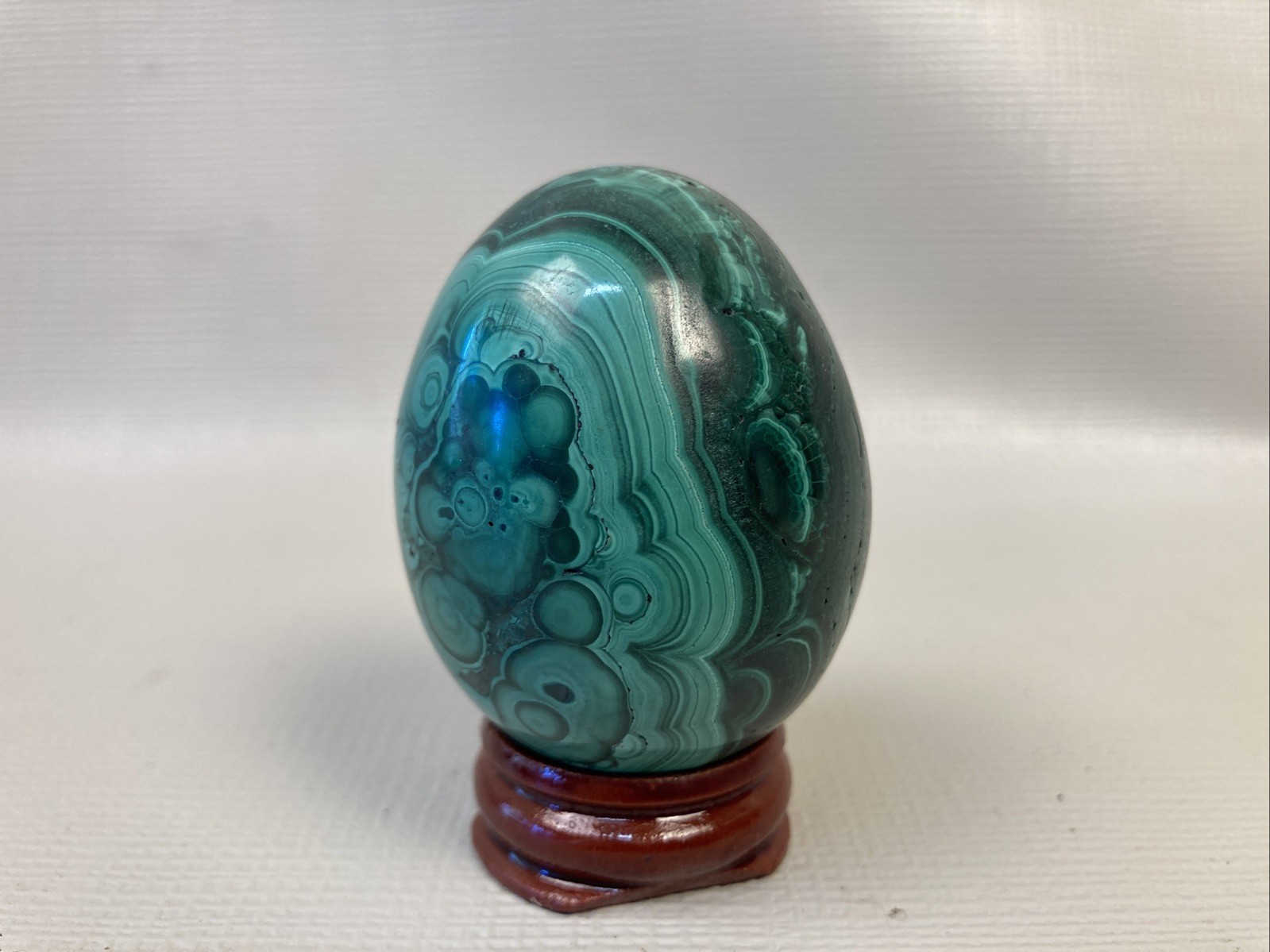Natural Solid Green Malachite Egg Polished Gemstone 160g 2.25 inches W/ Stand