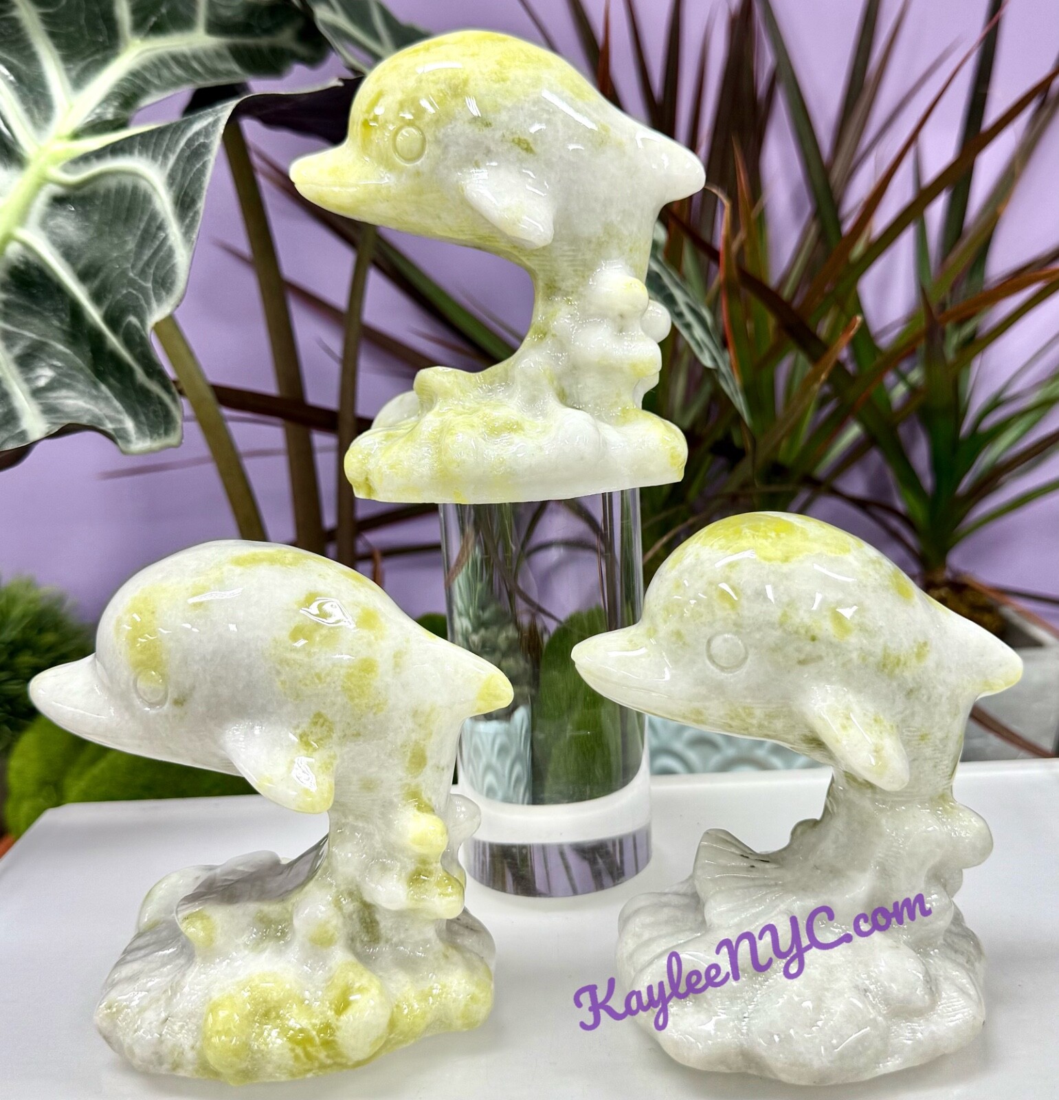 Wholesale Lot 3 Pcs Natural Lantian Jade Dolphins Crystal Healing Energy