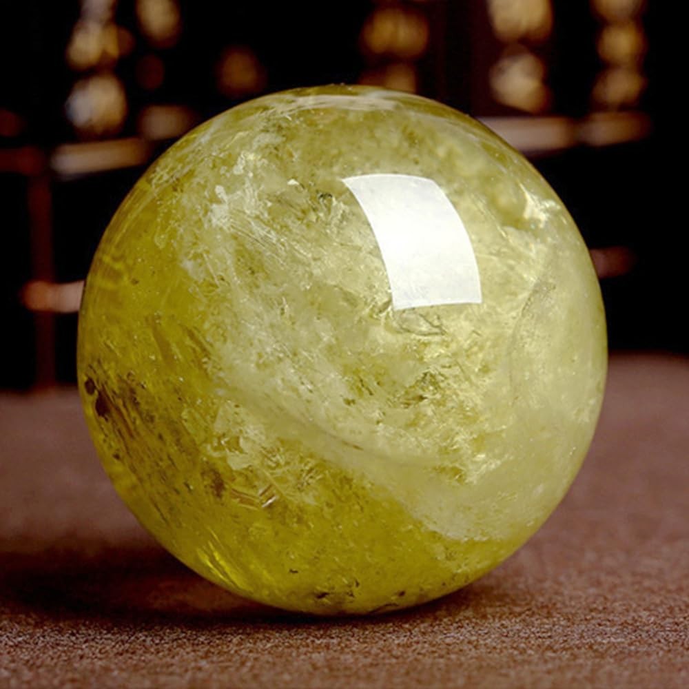 2.4-2.8 inch Natural Citrine Hand Polished Crystal Ball with Stand Yellow