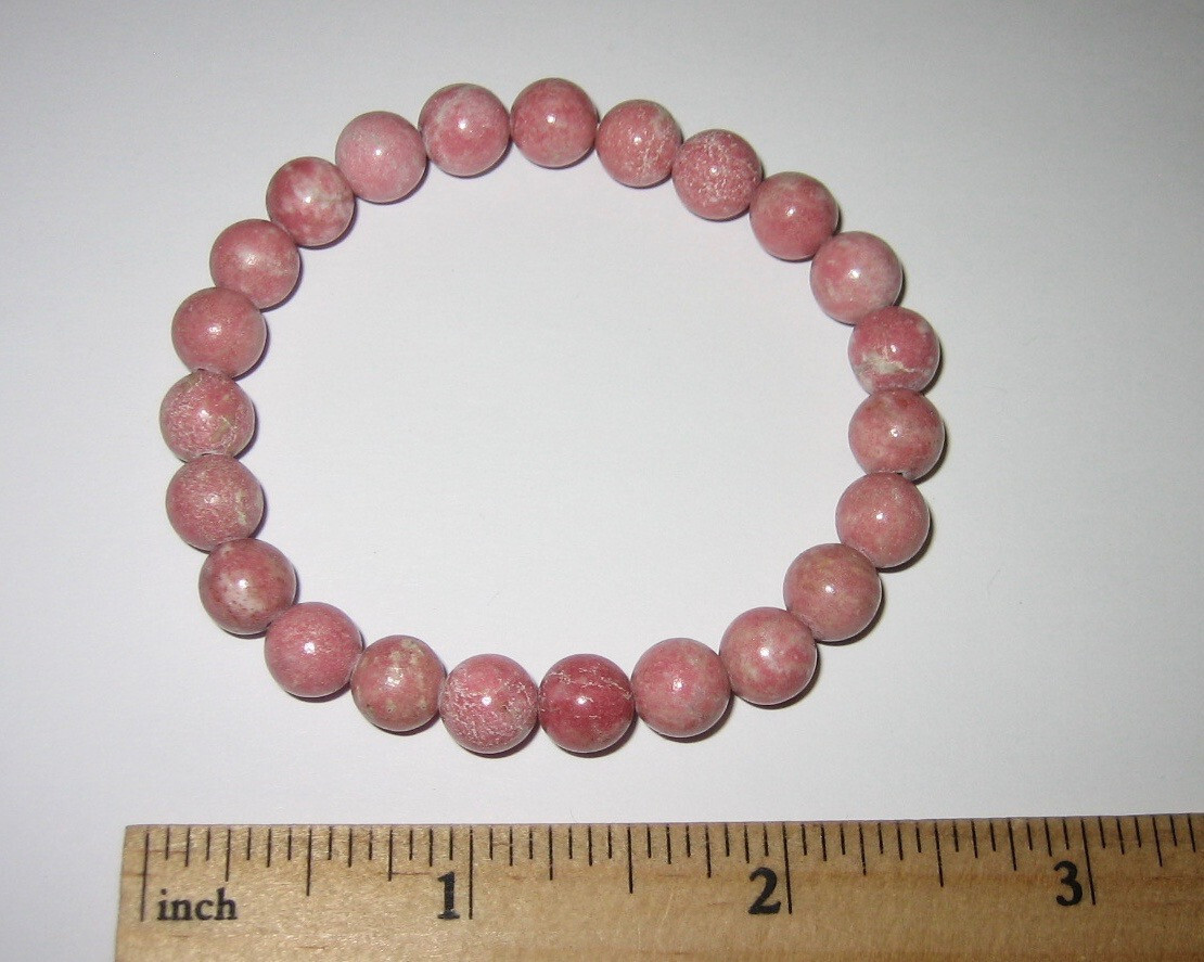 7″ POLISHED 8mm ROUND THULITE STONE MINERAL STRETCH BRACELET NORWAY 19.2grams *2