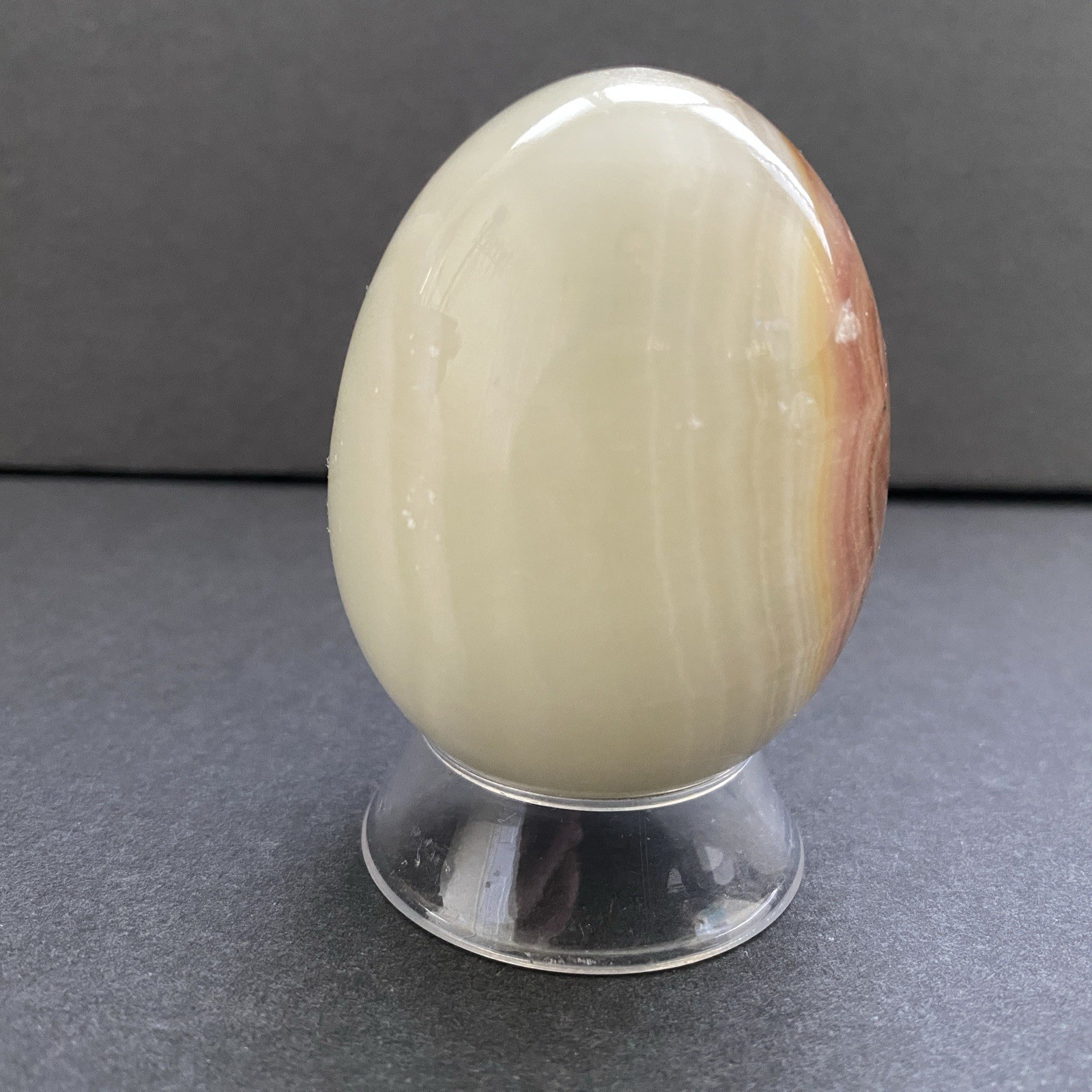 Natural Onyx Stone Egg With Stand Hand Polished Banded Agate Calcite Crystal