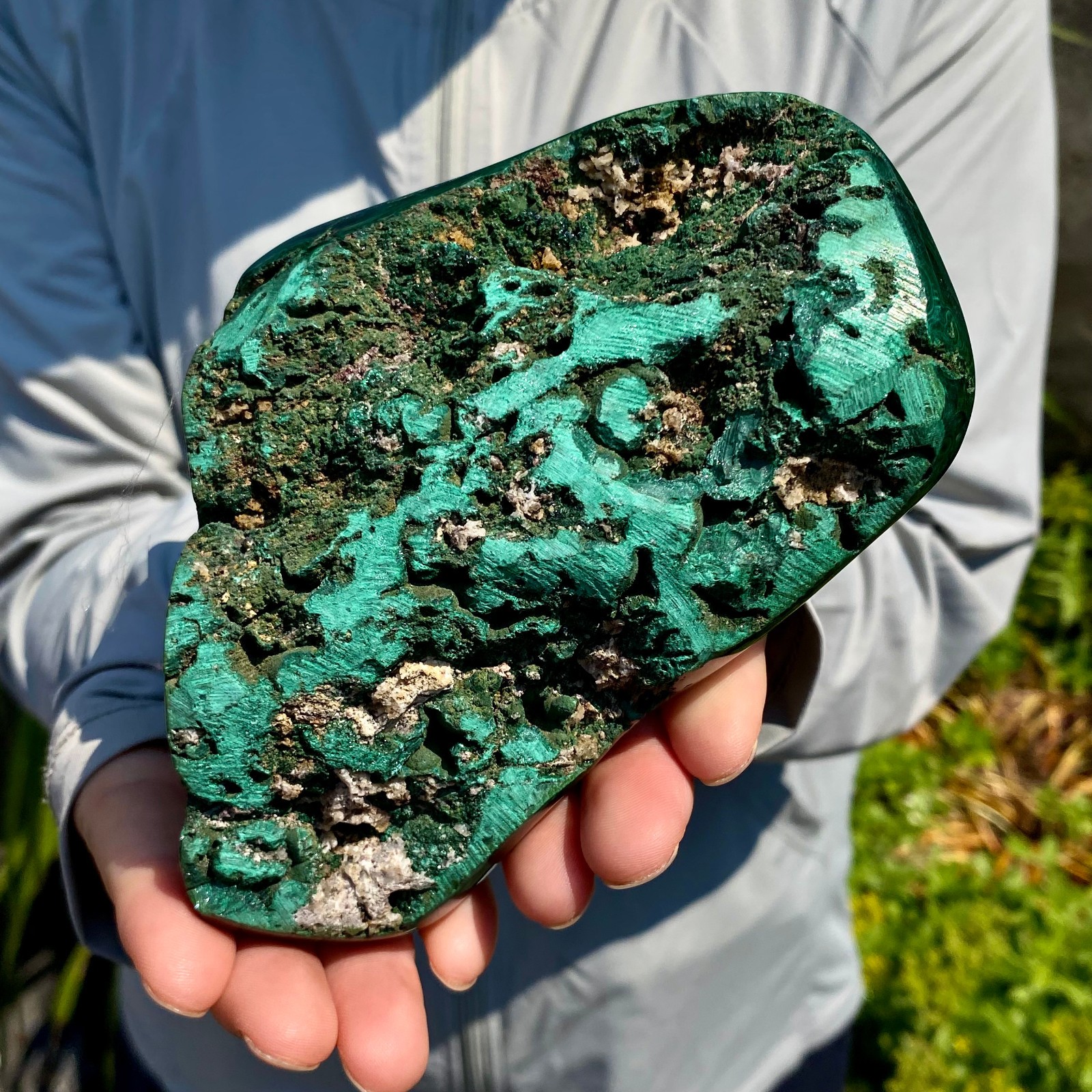 1.43LB Natural glossy Malachite transparent cluster rough mineral sample