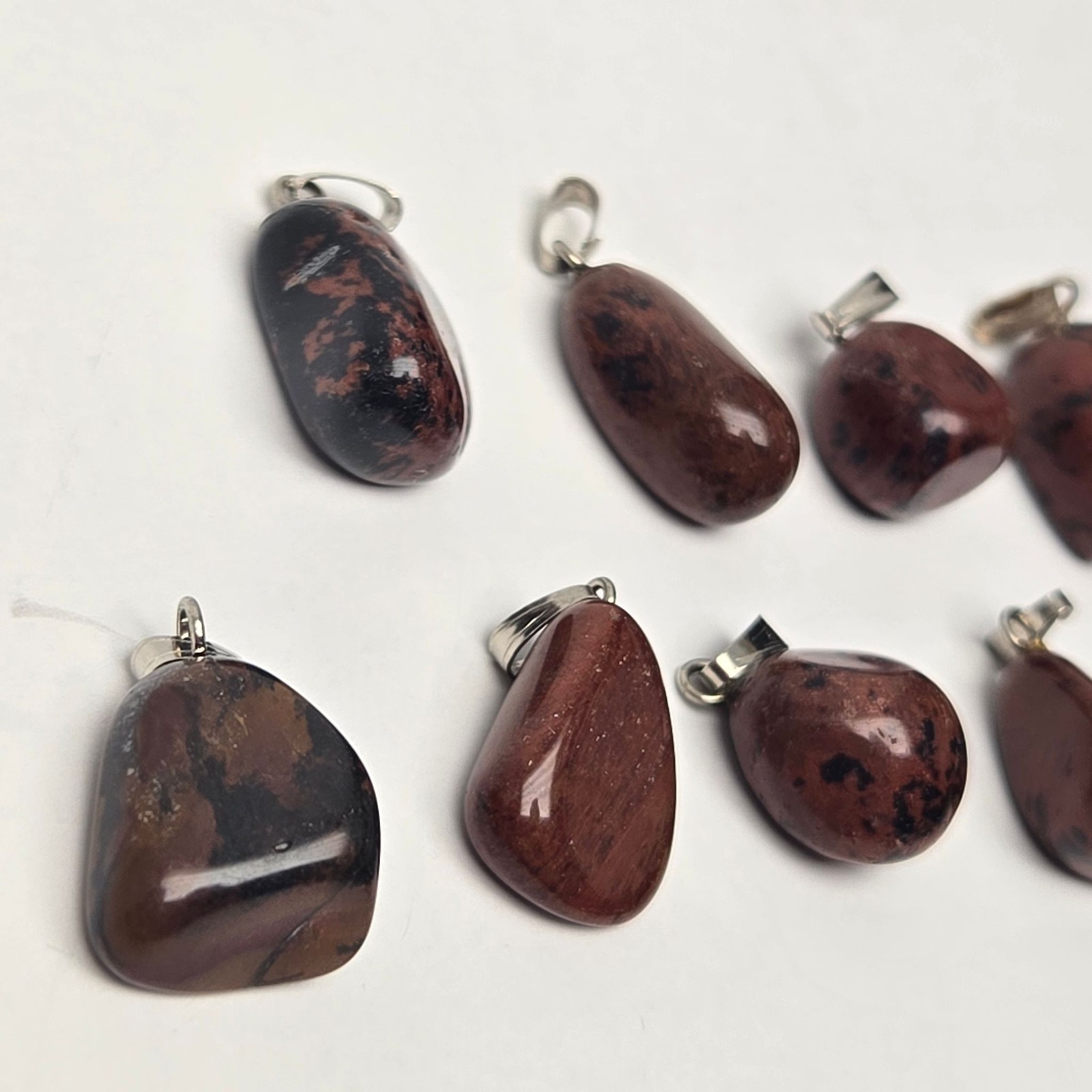 Lot 20 Mahogany Obsidian Tumbled Stone Pendants Natural Polished Rock Jewelry