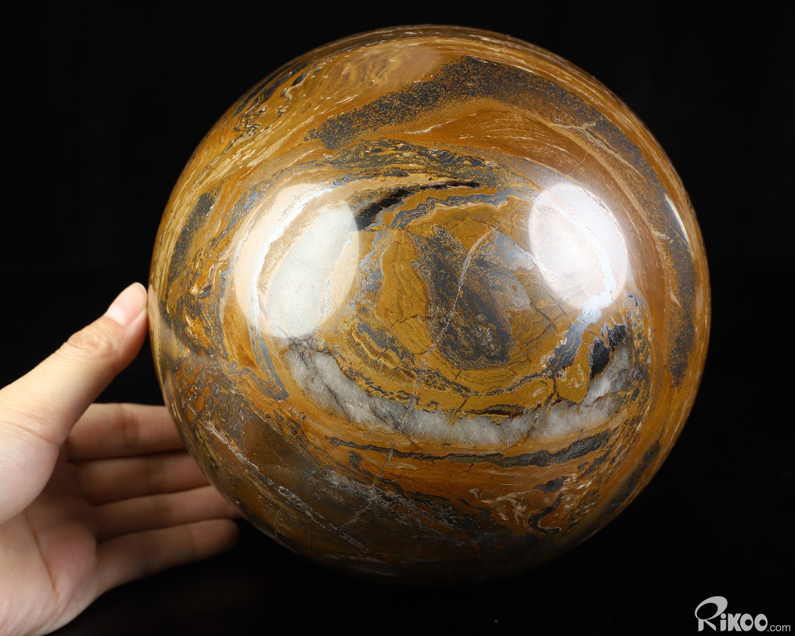 6.9″ Tiger Iron Eye Hand Carved Crystal Ball/Sphere, Crystal Healing