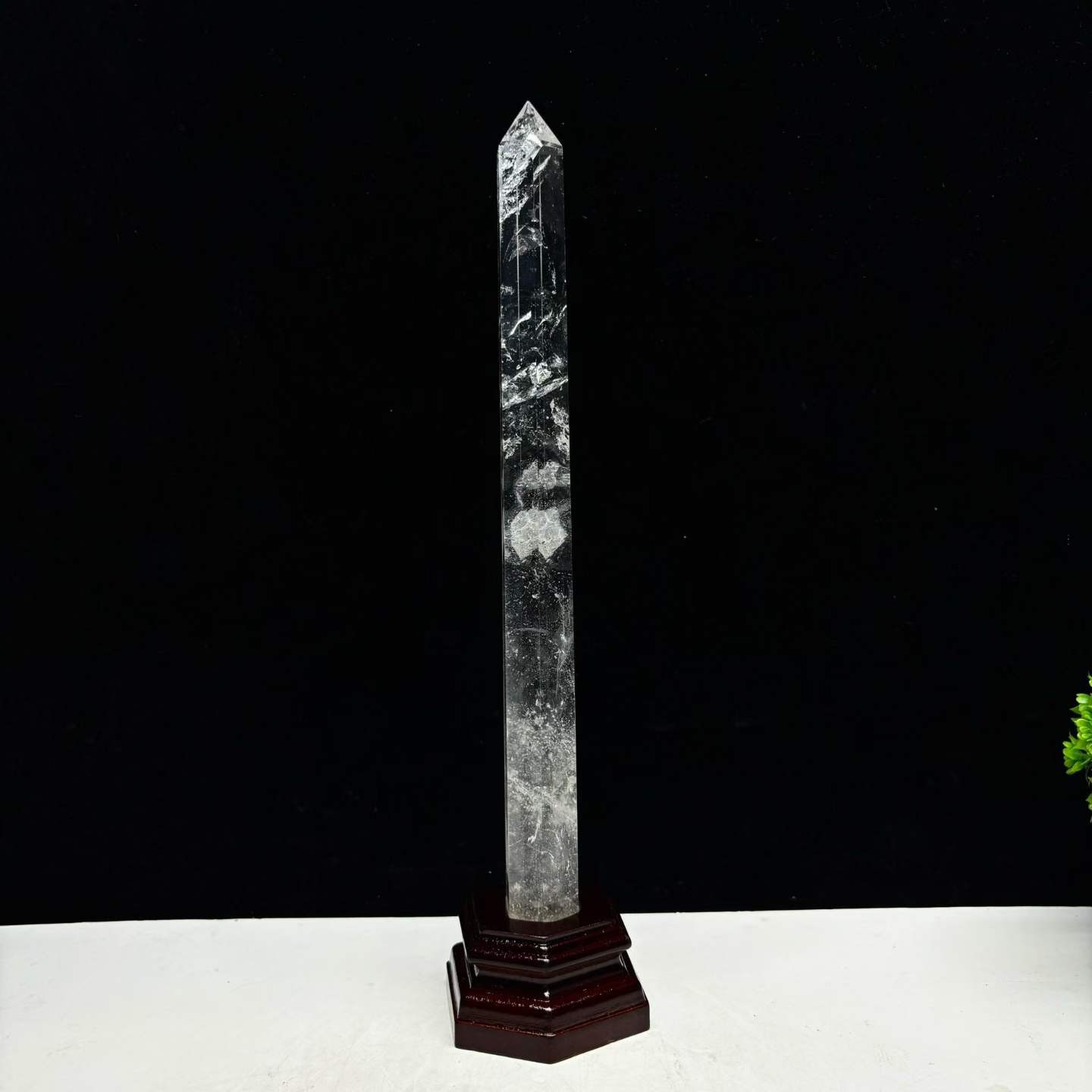 430g Natural White Quartz Obelisk Crystal Energy Tower Reiki Decor+Stand